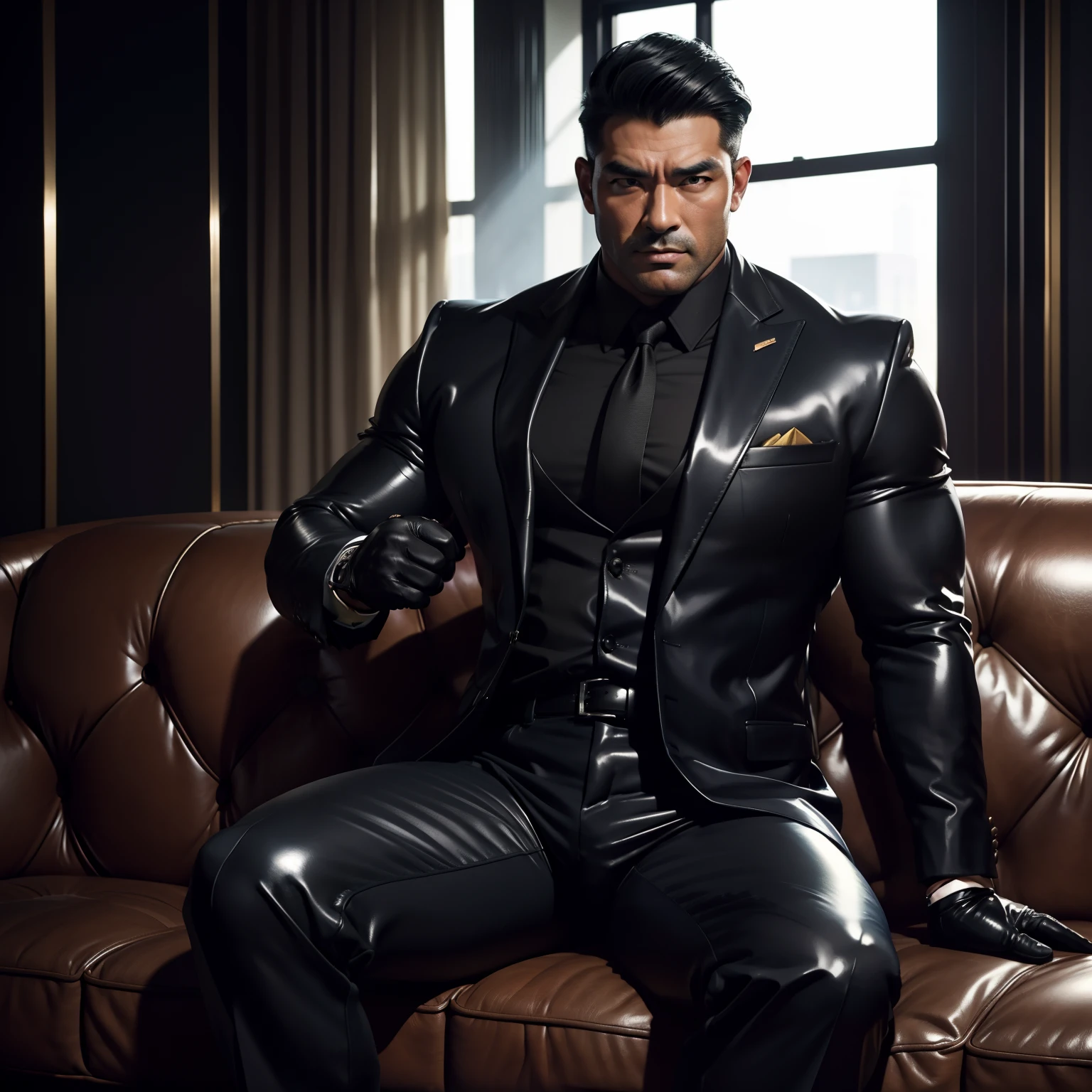 30 years old,daddy,"shiny suit ",Dad sat on sofa,k hd,in the office,"big muscle", gay ,black hair,asia face,masculine,strong man,the boss is,handsome,sex,leather gloves,lecherous dad,look straight ahead,"dad is handsome","gay dad","handsome","raise your hand"