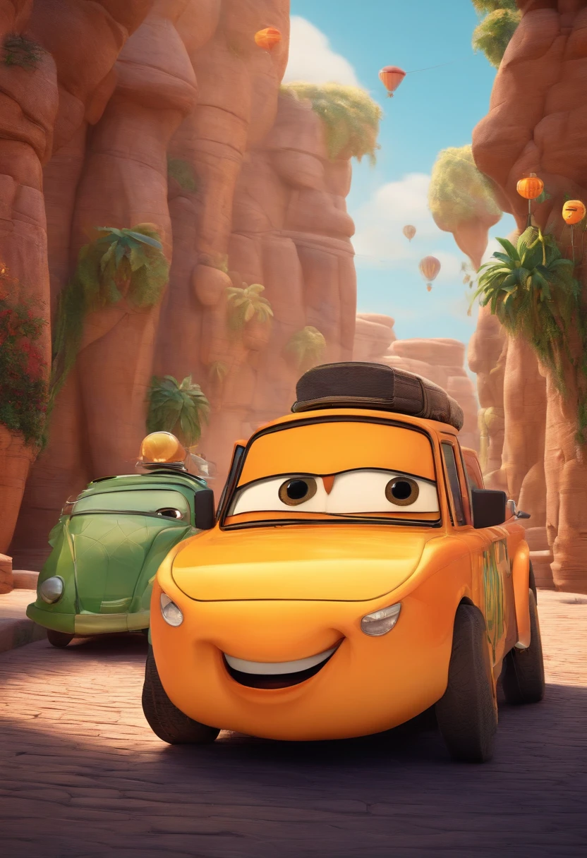 Imagem de um senhor de 50 anos , com oculos e boina no estilo pixar, alegre , extrovertido