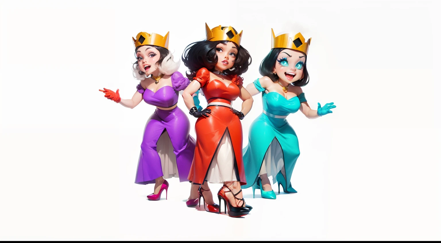 (Redo this image)+(identical to this, but with more variations on the style of the cartoon with high heels