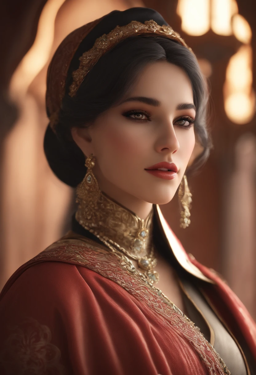 .master part:1.2, best quality), Realistic, (imagem real, detalhes intrincados, profundidade de campo), (1girl, sozinho), compor, separated-lips, altamente detalhado, rosto perfeito, (dentadura da pele), glossy coral lips, (Uma usando hijab completo, Islamic clothing), Corar, Raiden baal (Raiden Shougn) de Genshin Impact,Highly detailed hands,