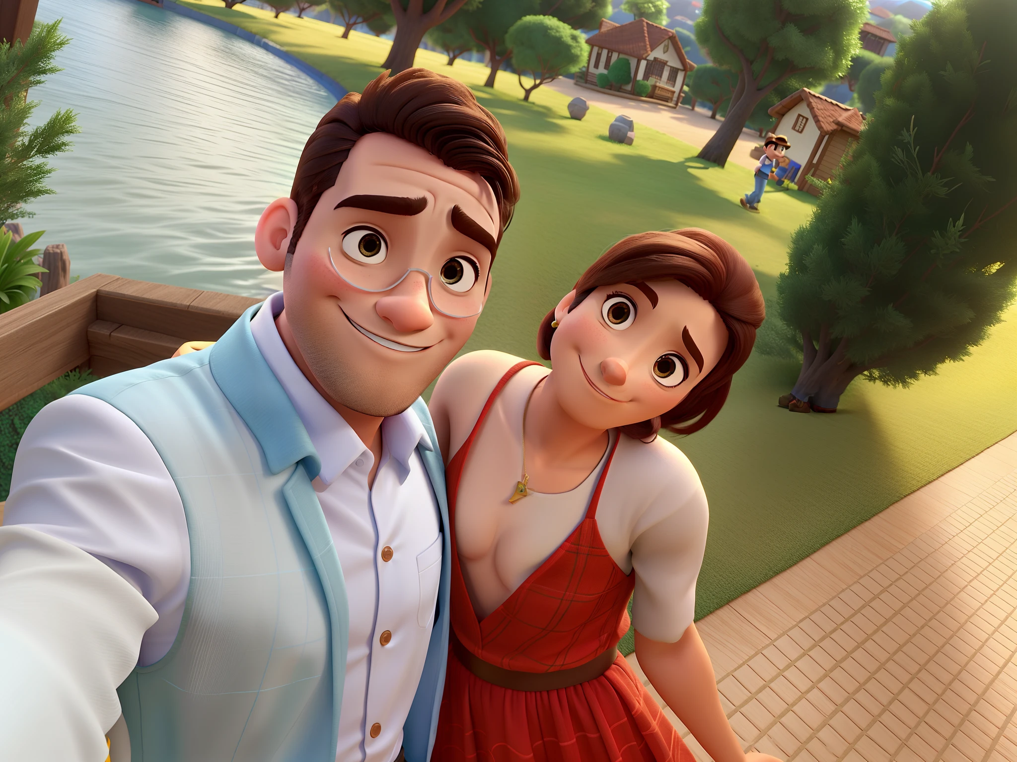 casal homem e mulher no estilo Disney Pixar, alta qualidade, melhor qualidade