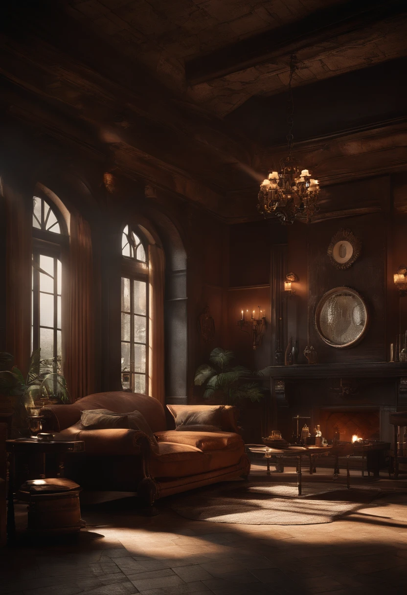 Casa Dieselpunk , vibrante, fotorrealista, Realistic, Dramatic, Escuro, foco nítido, 8k