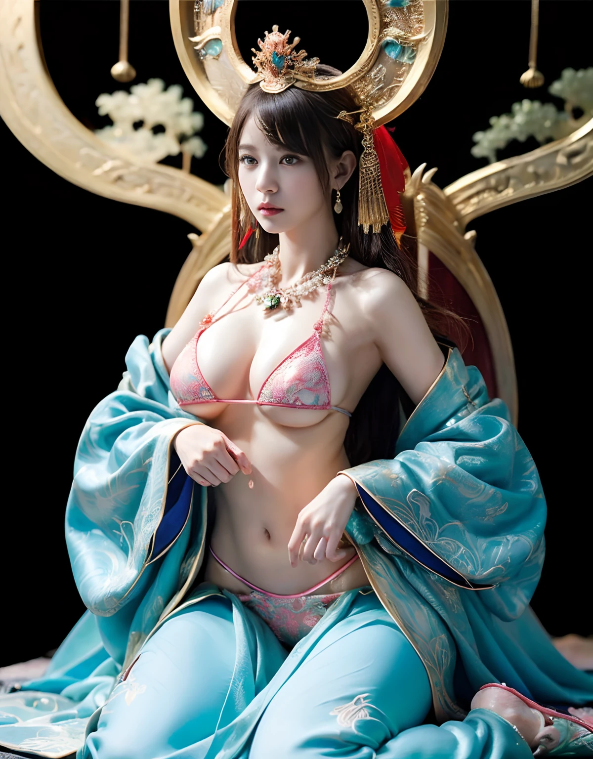 (Fight fiercely with dragons)、top-quality、masterpiece、超A high resolution、(Blue Dragon Armor)、(((Colossal tits))),dragon armor、(((Detailed Micro Bikini))),(Wearing a beautiful crown made of jewels),(Photorealsitic:1.4)、Raw photo、1人、(((Random hair))、(((Take different poses)))、glowy skin、(((Chinese Dragon)))、(Gorgeous Jewelry Necklaces)、(Mystical expression)、(Full Body Angle)、(Fight big dragons)、With a beautiful knife、(Pink Metal Bikini)、(beautiful forest background)、Precipitous cliffs、(Castle background)、((super realistic details))、portlate、globalillumination、(sexypose)、Shadow、octan render、(One-Eyed Scouter)、8K、ultrasharp、Colossal tits、Raw skin is exposed in cleavage、metals、Details of complex ornaments、Japan details、highly intricate detail、Realistic light、CGSoation Trends、Blue eyes、radiant eyes、Facing the camera、Precipitous cliffs、Toostock、(Full Body Angle)、(veils)、(((Heavy Big))),
