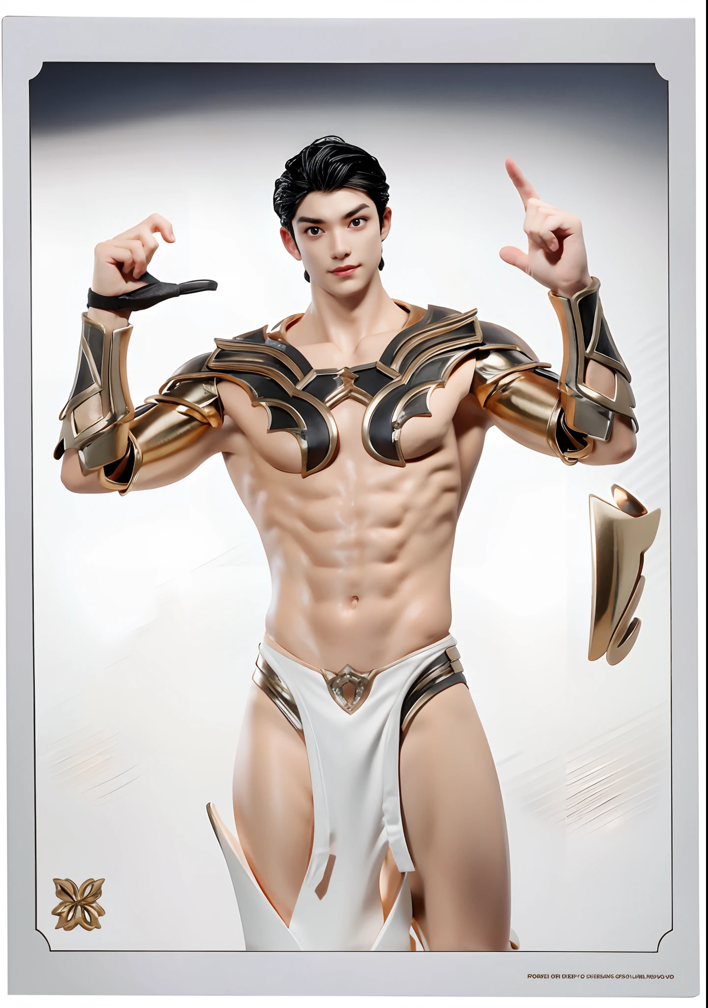 Sculpture design,Figures,GK model,male people,(The whole body of the character),Expose muscles,(sexy for),elicate and refined