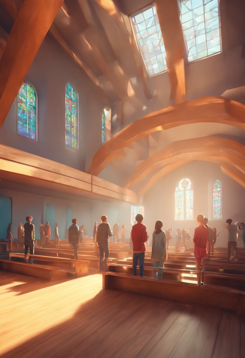 Image of a group of teenagers in Worship of God in a worship room