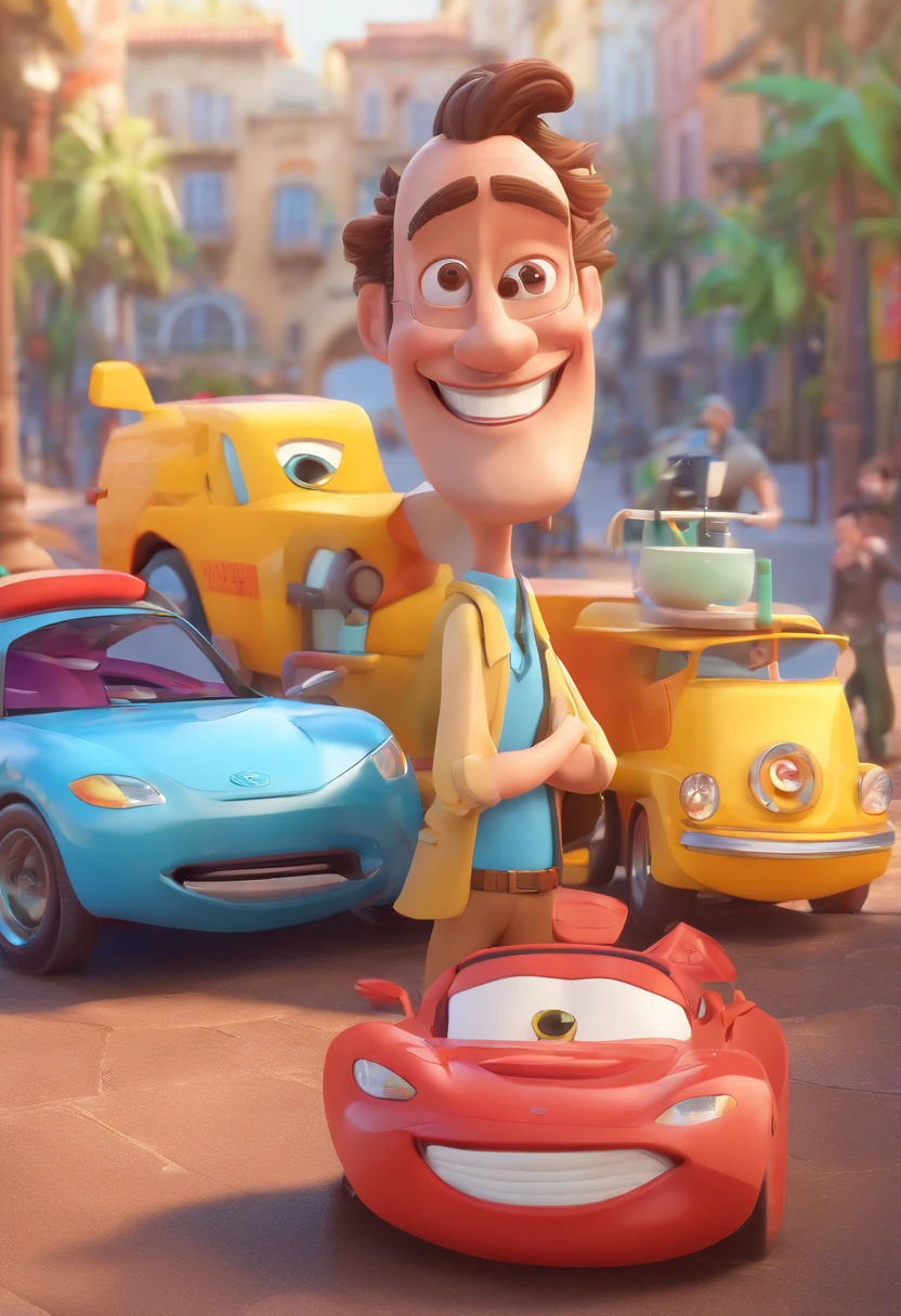Smiling Man Illustration, sorriso insano, Homem de pele marrom com um sorriso gigante, happily smiling at the camera, sorriso atrevido, he's smiling, sorriso muito grande, Macho sorridente, foto de perfil headshot, rindo sorriso enorme, desenhando no estilo de Arte 3D, c4d, fundo de cor branco puro, estilo disney, estilo pixar render ilustracao Super Detalhe, 8k