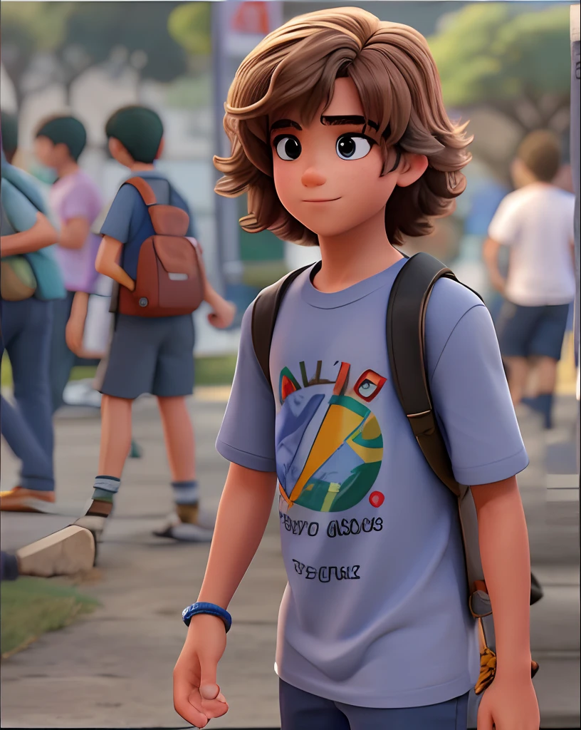 Um menino, cabelo castanho. alta qualidade. melhor qualidade.
