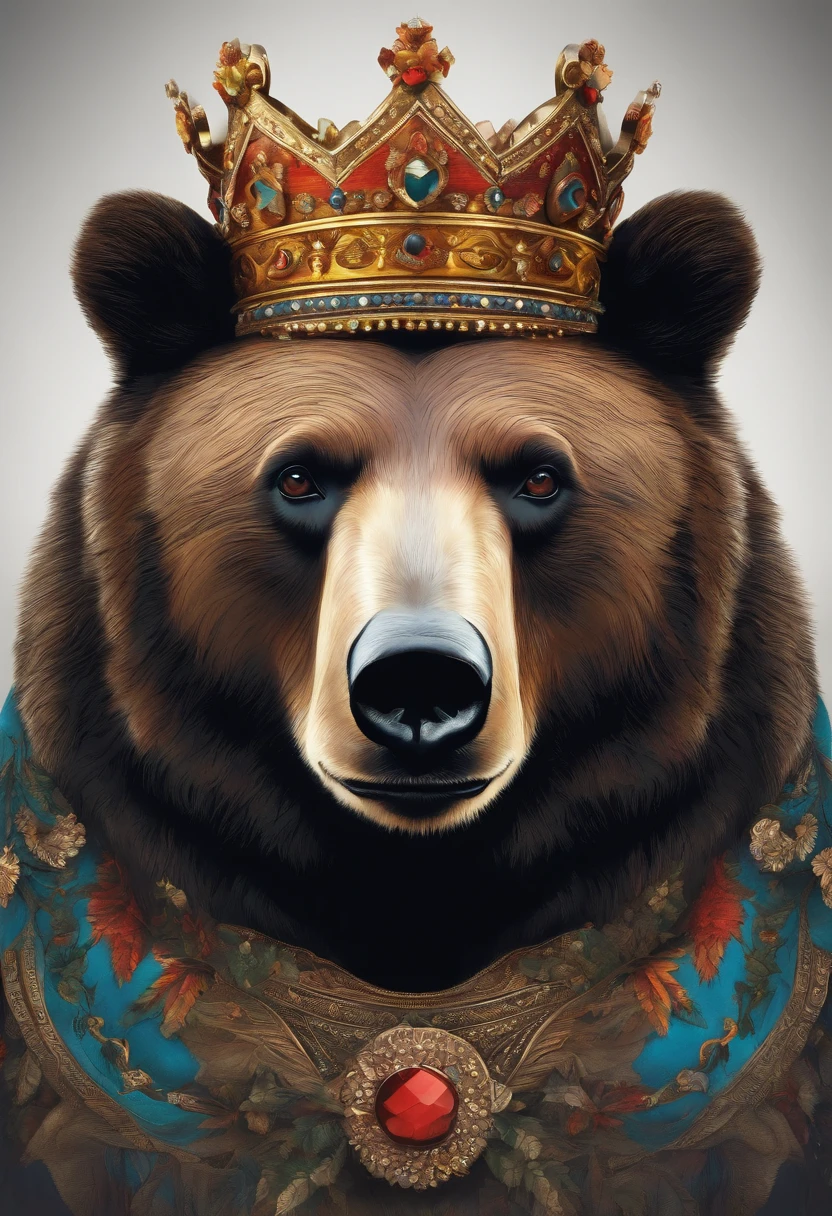 Drawing of a bear with a crown on its head