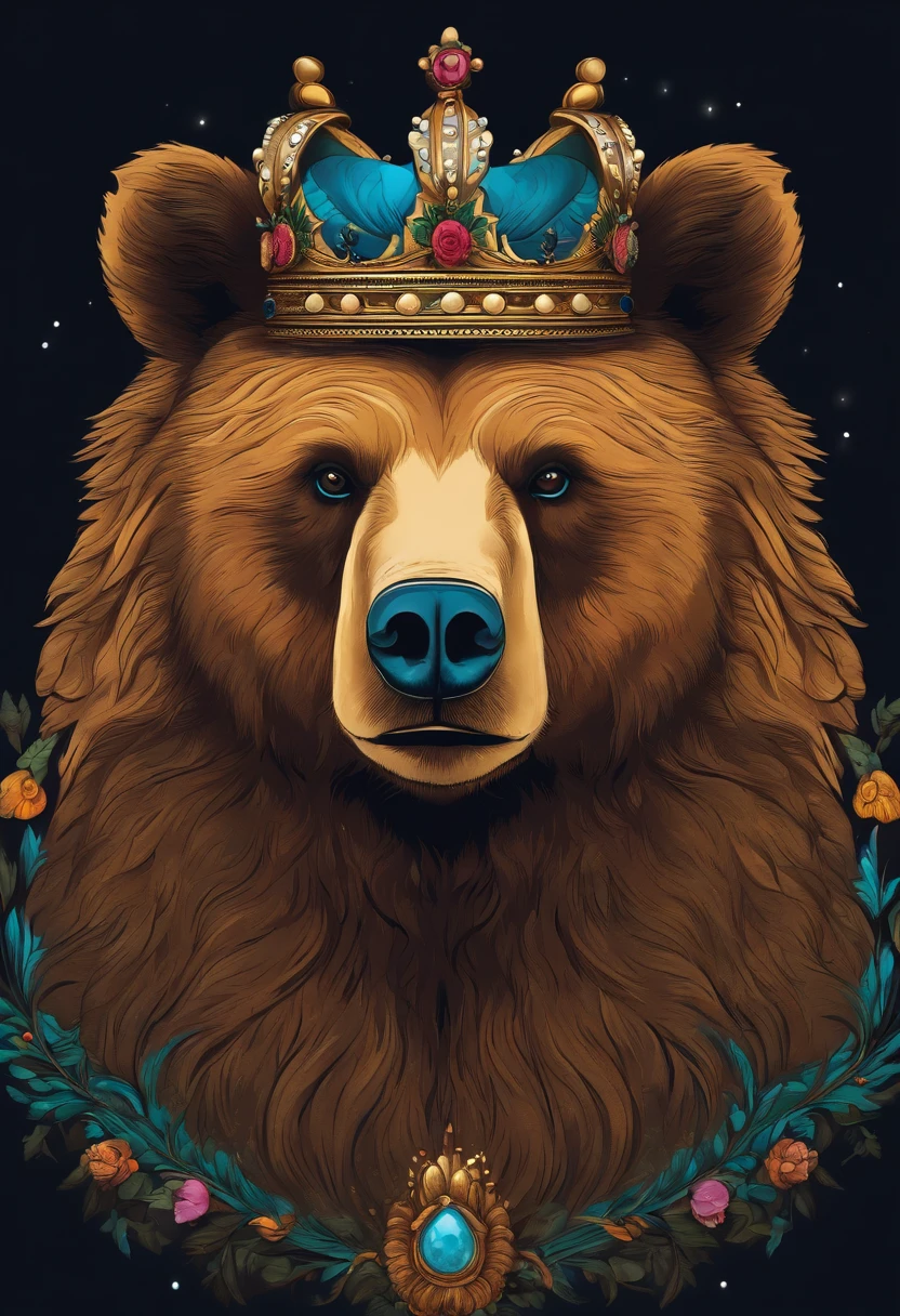 Drawing of a bear with a crown on its head