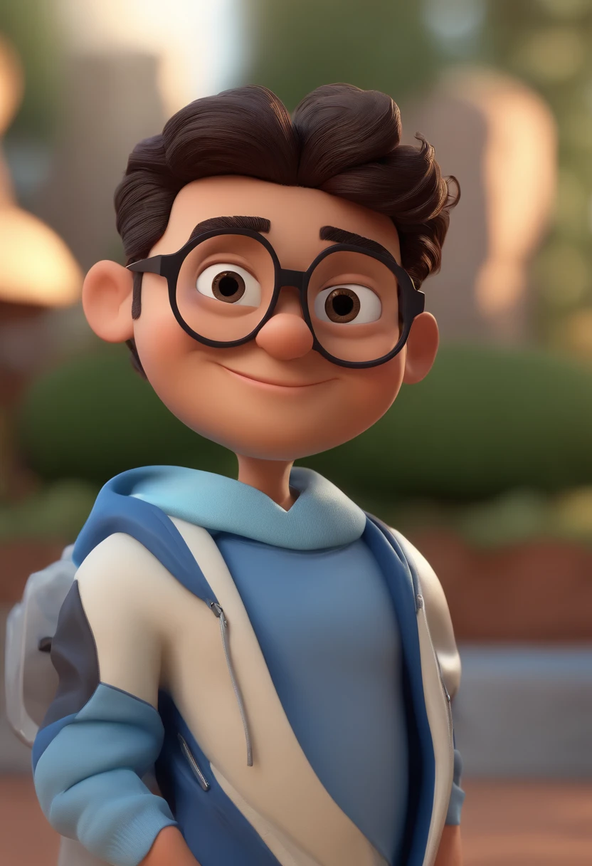 Cartoon character of a man with black glasses and a blue shirt, animation character, Caractere estilizado, animation style rendering, 3D estilizado, Arnold Maya render, 3 d render stylized, toon render keyshot, Personagem 3D, Personagem 3D, 3d rendering stylized, 3 d character render, personagem de desenho animado, Personagem de close up, Pose de personagem,  (Estilo Pixar) (master part:1.2) (Bokeh) (best quality) (pele detalhada) (textura detalhada) (8k) (argila) (Cinematic lighting) (foco nítido