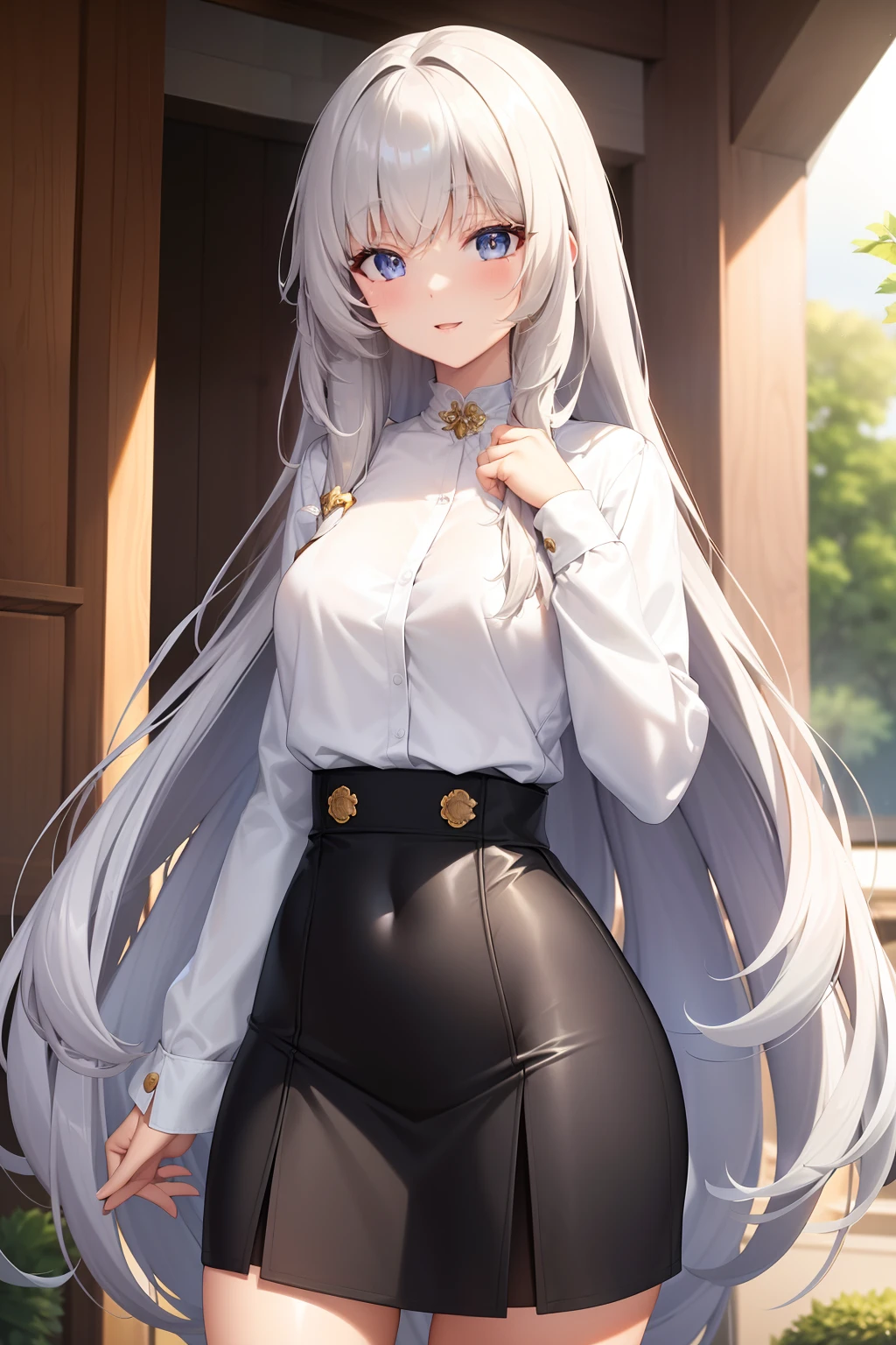 frieren, 1girl, white hair, black pantyhose, from below, looking down, (hourglass figure), thick thighs, (pussy), (mullet hairstyle)), (close view), in the forest