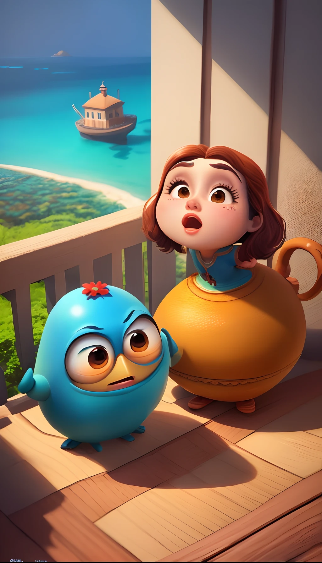 Crie uma foto estilo pixar da disney com a pousada Paradiso do instagram @pousada_paradiso