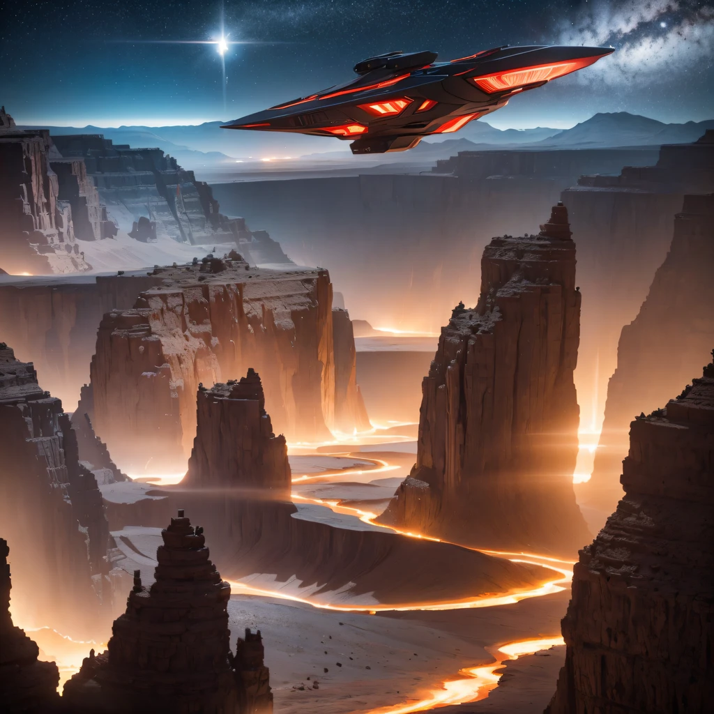 The Great Rift Valley region of the Mo River alluvial plain of Mars,Rock Sugar Onyx Nuclear Power Command Gunship Platinum Cruiser Taxue Red Marble Glow Gunboat Space Station 1:3 Models,mid day,Cyberpunk art of a,Rembrandt light,Detail portrayal,macro shot,surface reflection,high definition detail,Dingdall effect,Light and shadow intensification,The light shines,particle fx,3D modeling,Surface reflected light,detail-rich,Onyx crewneck gunboat