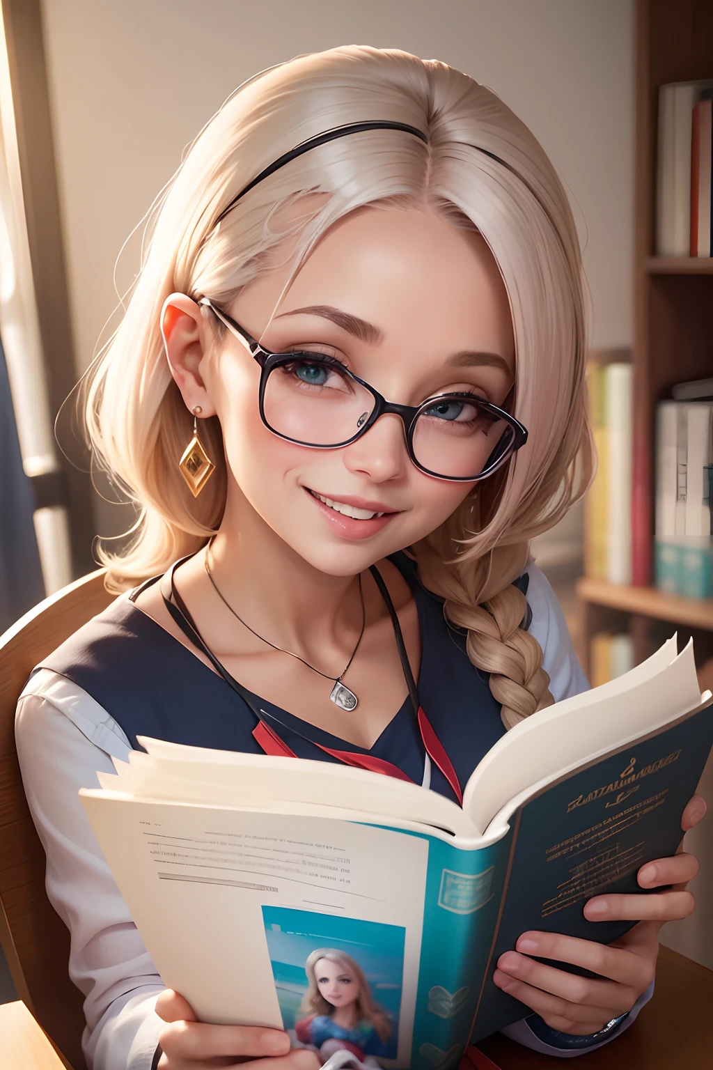 Gostaria de uma imagem pixel de uma manina com cabelos castanho longos e ondulados os olhos castanhos pele clara, ama sorrir, falar, Reading Study is a great speaker. She's very smart,Cheerful and fun is from the Pathfinder Club. --auto