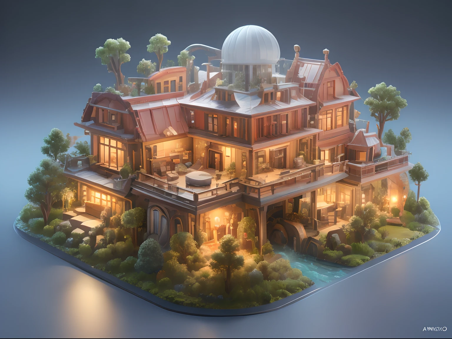 anime style house with a stream running through it, peaceful wooden mansion, highly detailed scene, incredibly high detailed, highly detailed illustration, 8k high quality detailed art, very high detailed, stylized 3d render, realistic fantasy render, andreas rocha style, house background, very very high detailed, anime countryside landscape, 4 k highly detailed art, idyllic cottage