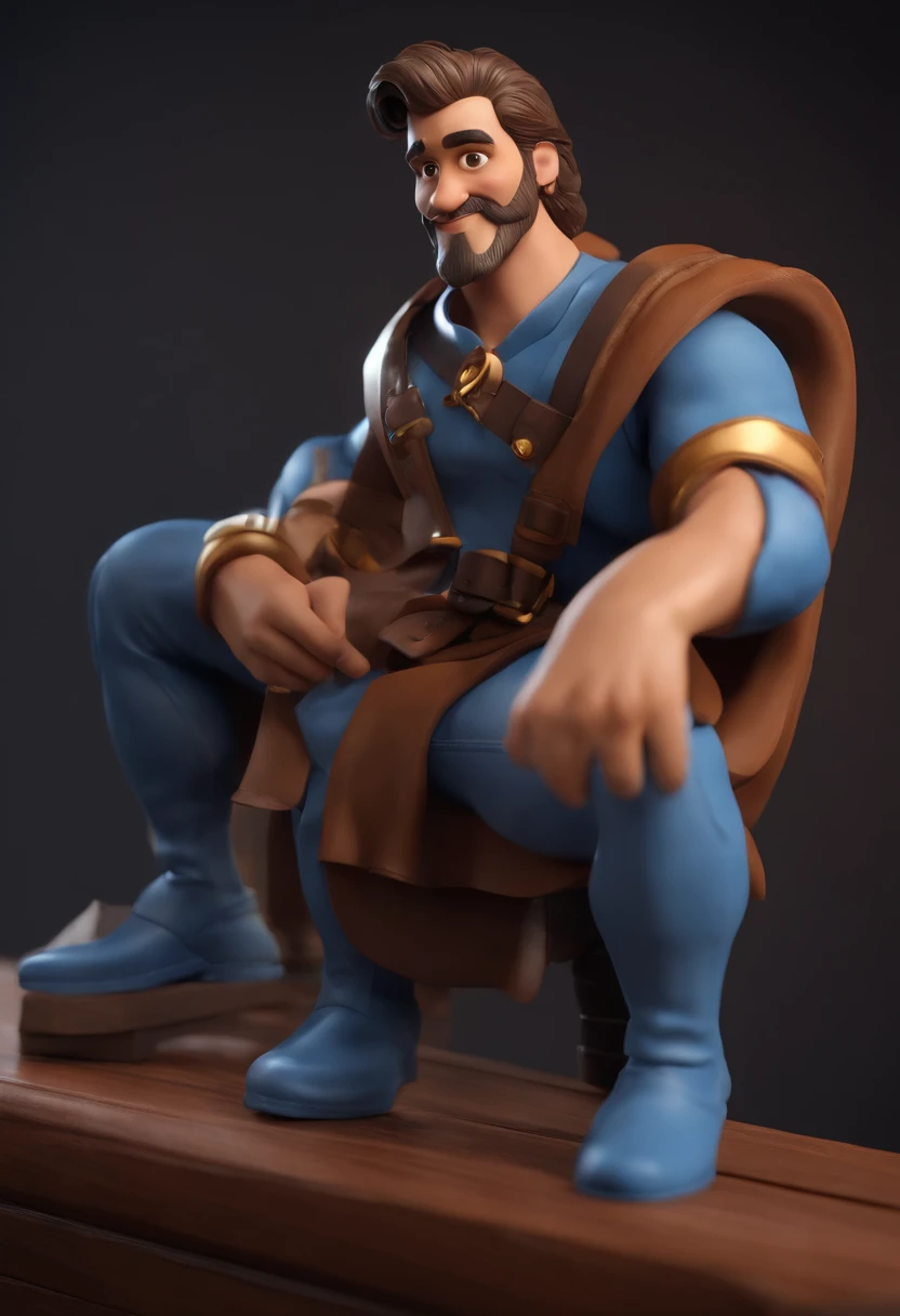 personagem dos desenhos animados de um homem com cabelo preto, barba lenhador e uma camisa azul, animation character, Caractere estilizado, animation style rendering, 3D estilizado, Arnold Maya render, 3 d render stylized, toon render keyshot, Personagem 3D, Personagem 3D, 3d rendering stylized, 3 d character render, personagem de desenho animado, Personagem de close up, Pose de personagem, (Estilo Pixar) (master part:1.2) (Bokeh) (best quality) (pele detalhada) (textura detalhada) (8k) (argila) (Cinematic lighting) (foco nítido