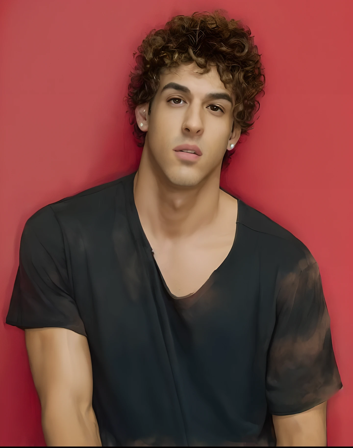 Homem com cabelos cacheados e piercings posando para uma foto, caio santos, inspirado em Alexis Grimou, ele tem cabelos castanhos curtos e cacheados, Nick Drnaso, Federico Pelat, Carmelo Blandino, curls on top of his head, Marco Lense, diego fernandez, Marcos Ariano, Diego Dayer, sebastian luca, daniel mirante estilo pixar