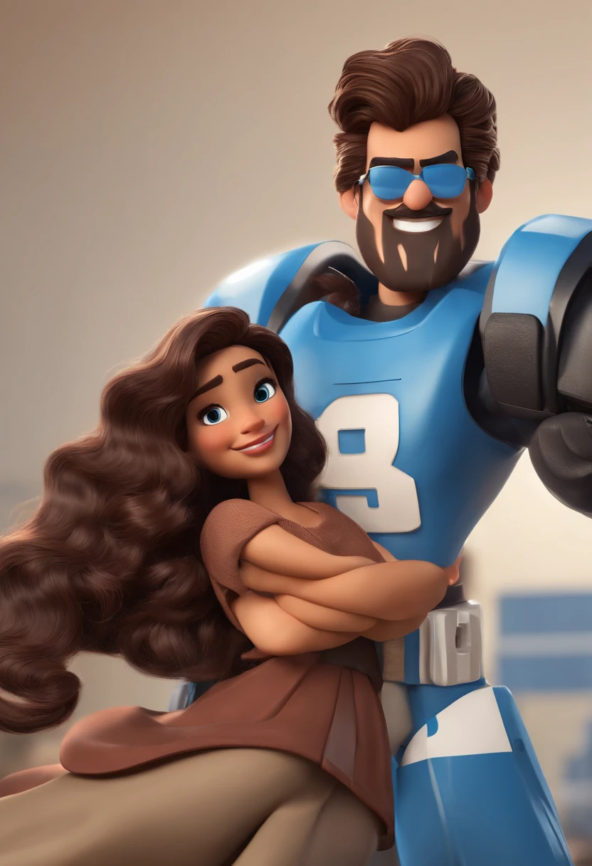 personagem dos desenhos animados estilo pixar de um homem com cabelo preto, barba grande e uma camisa azul, animation character, Caractere estilizado, animation style rendering, 3D estilizado, Arnold Maya render, 3 d render stylized, toon render keyshot, Personagem 3D, Personagem 3D, 3d rendering stylized, 3 d character render, personagem de desenho animado, Personagem de close up, Pose de personagem, (Estilo Pixar) (master part:1.2) (Bokeh) (best quality) (pele detalhada) (textura detalhada) (8k) (argila) (Cinematic lighting) (foco nítido