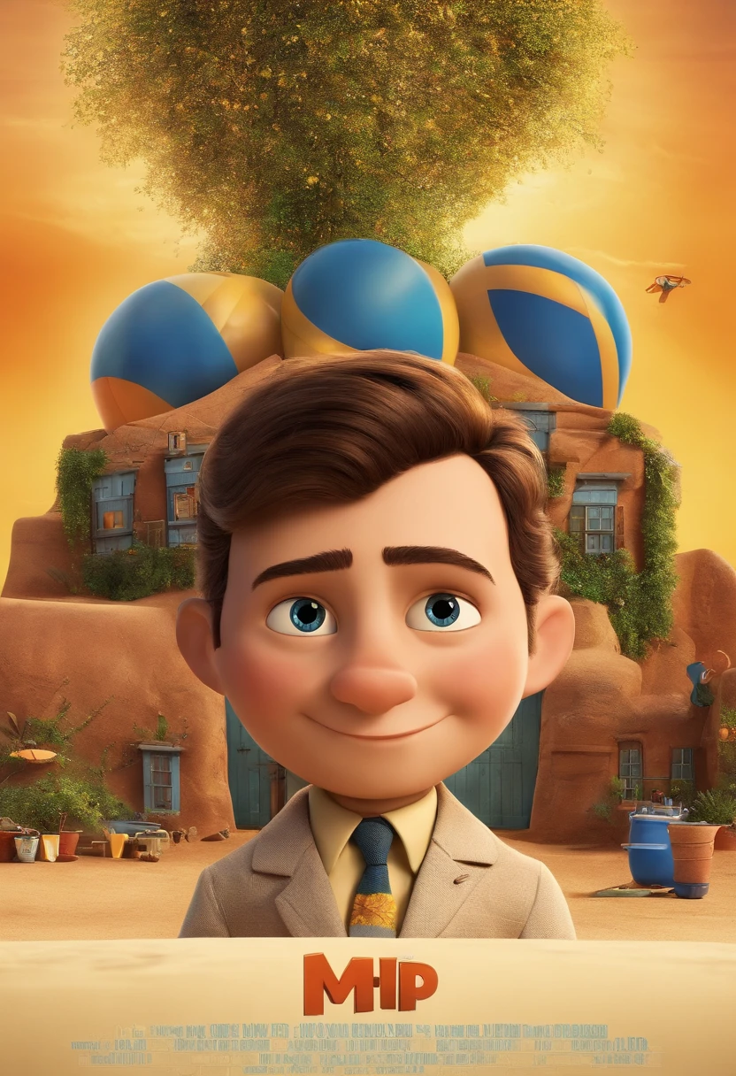 filme Empreendedor 2023 estilo filmes Pixar, Com nome "Oppenheimer", poster, with credits