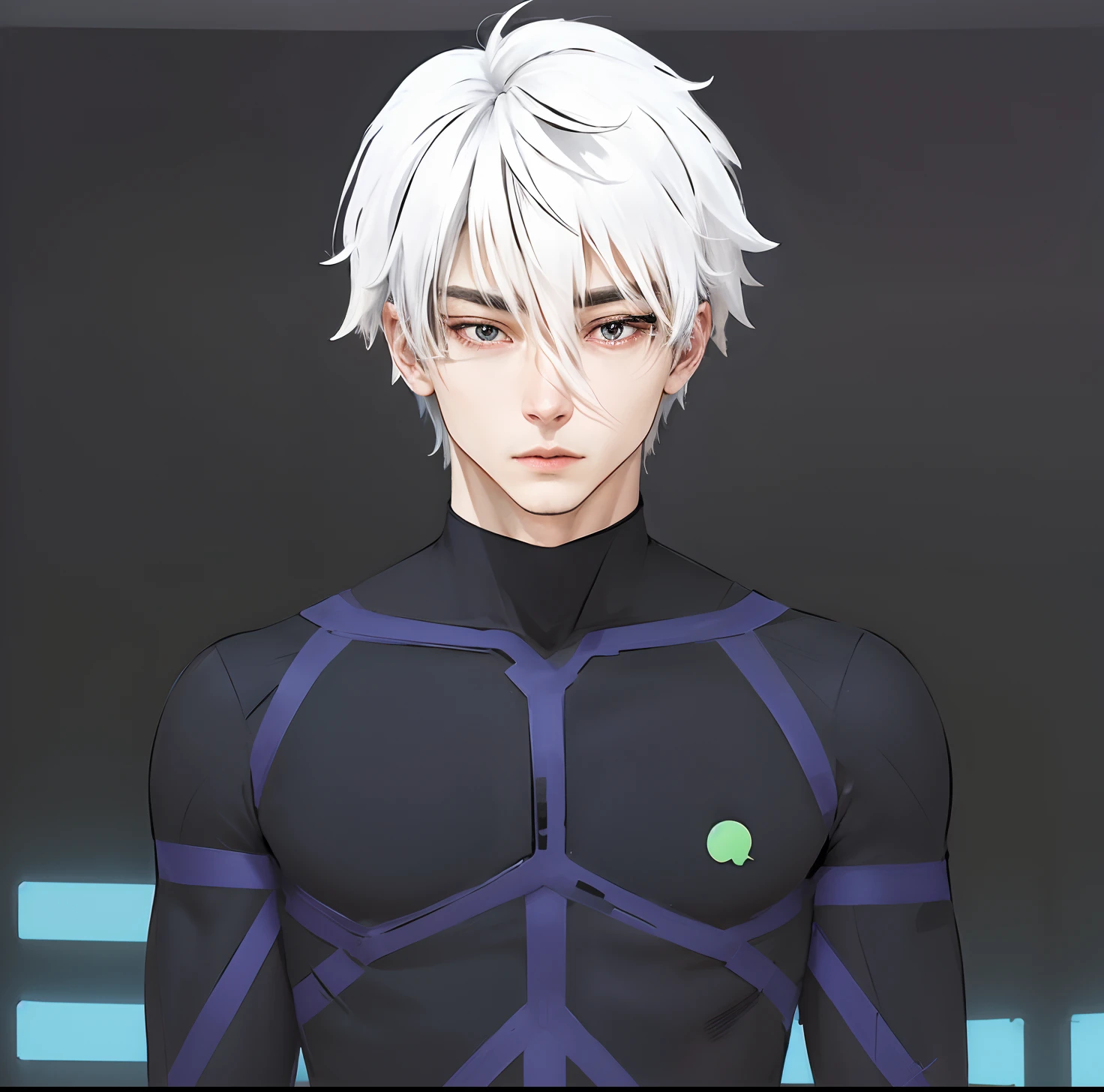 a close up of a person with white hair and a black shirt, tall anime guy, realistic, ultra details, masterpiece