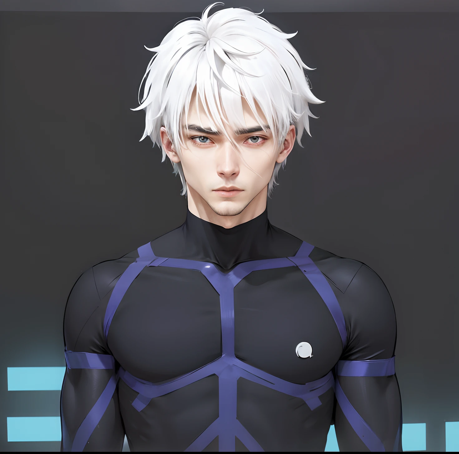 a close up of a person with white hair and a black shirt, tall anime guy, realistic, ultra details, masterpiece