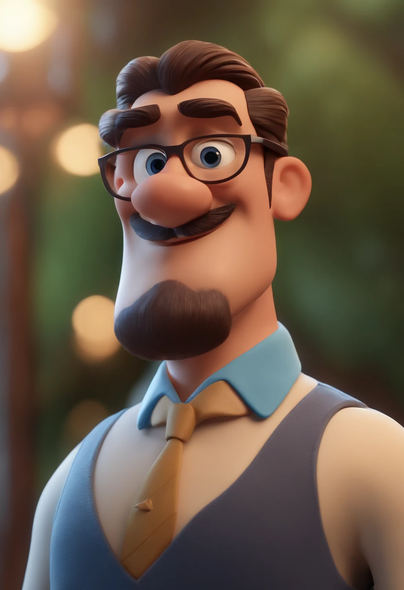 Cartoon character of a man with black glasses and a blue shirt, animation character, Caractere estilizado, animation style rendering, 3D estilizado, Arnold Maya render, 3 d render stylized, toon render keyshot, Personagem 3D, Personagem 3D, 3d rendering stylized, 3 d character render, personagem de desenho animado, Personagem de close up, Pose de personagem, (Estilo Pixar) (master part:1.2) (Bokeh) (best quality) (pele detalhada) (textura detalhada) (8k) (argila) (Cinematic lighting) (foco nítido