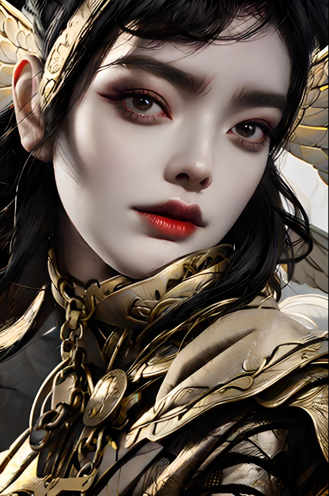 Black haired angel, evil, beautiful, evil smile