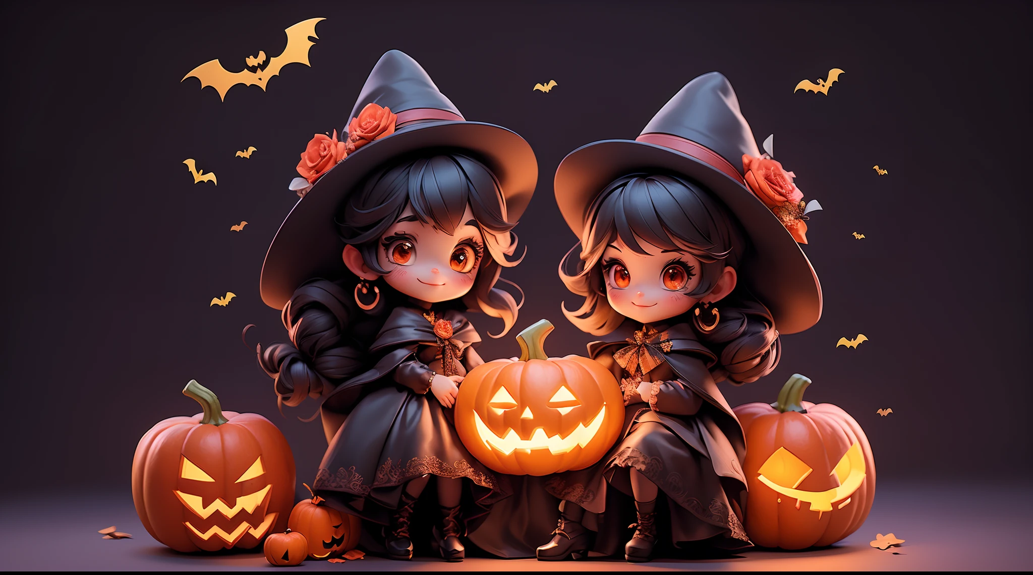 (masterpiece), (((highest quality)), (hightly detailed), create a cute Halloween Illustration of two vampires in love, epic artwork, high illumination, neo victorian, magical aura