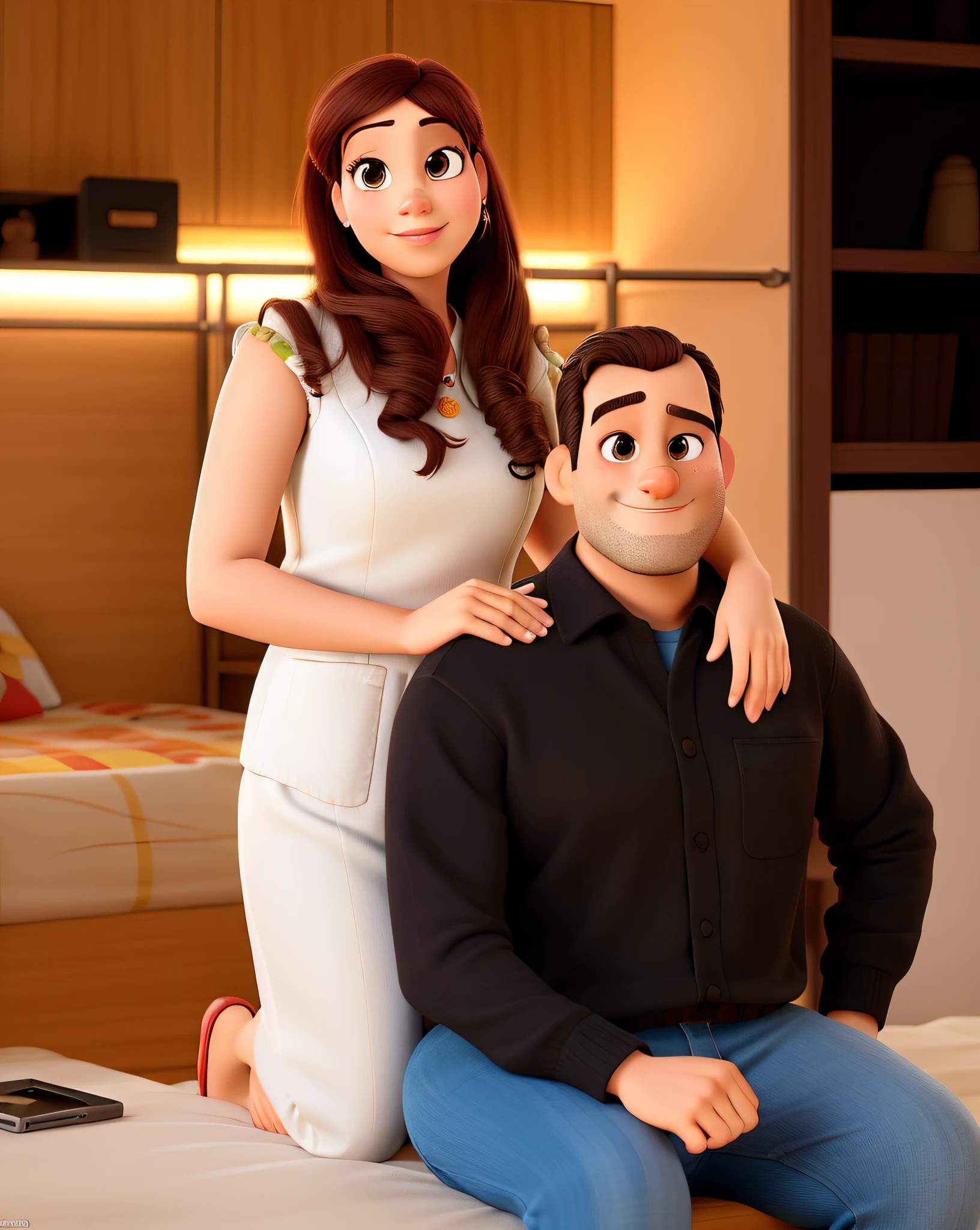 Casal com Arquiteta e Engenheiro, estilo pixar, melhor qualidade