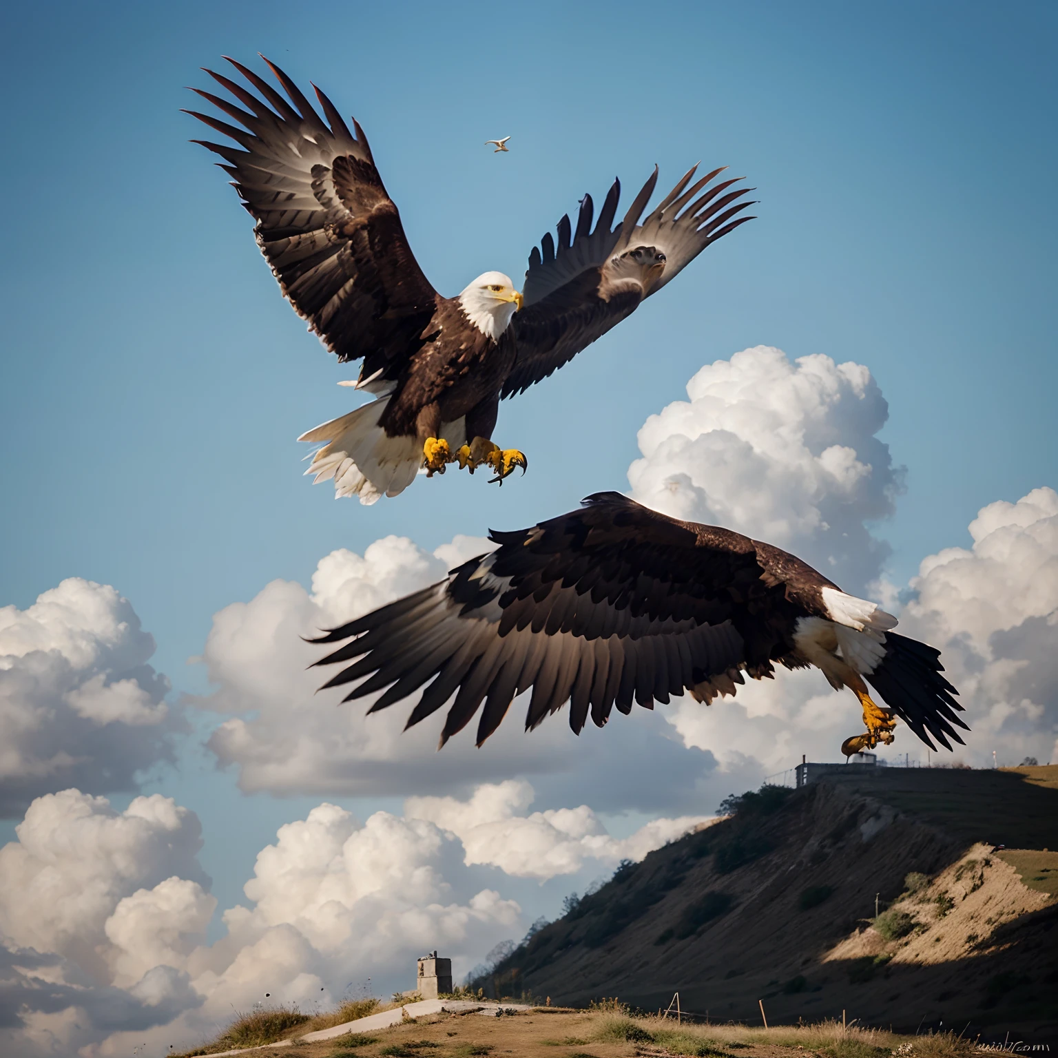 ART Paint style art of an eagle flying over a battery