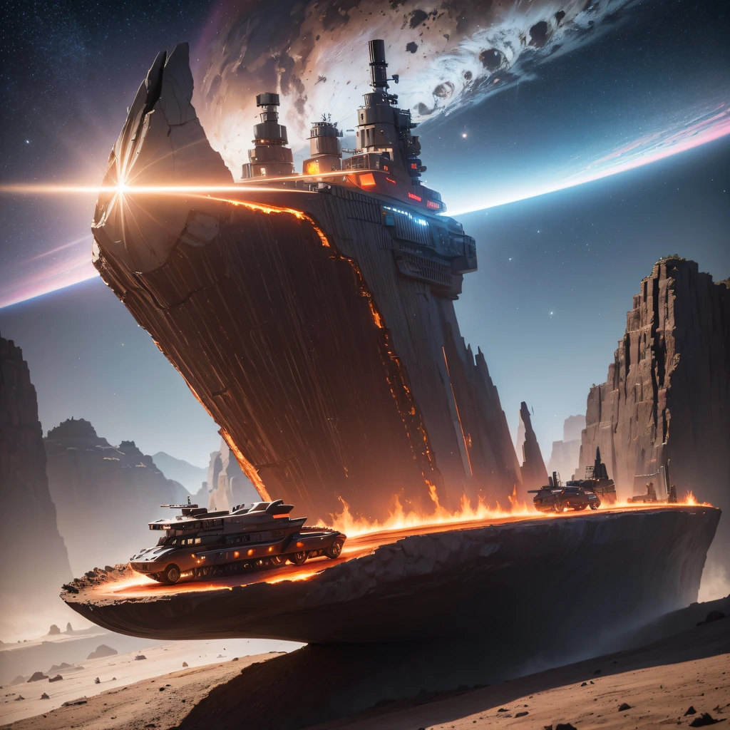 The Great Rift Valley region of the Mo River alluvial plain of Mars,Rock Sugar Onyx Nuclear Power Command Gunship Platinum Cruiser Taxue Red Marble Glow Gunboat Space Station 1:3 Models,mid day,Cyberpunk art of a,Rembrandt light,Detail portrayal,macro shot,surface reflection,high definition detail,Dingdall effect,Light and shadow intensification,The light shines,particle fx,3D modeling,Surface reflected light,detail-rich,Onyx crewneck gunboat