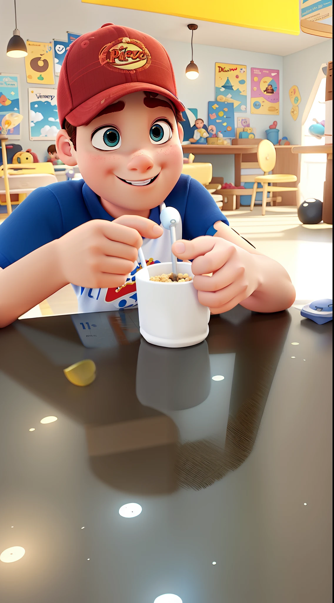 poster no estilo disney pixar. A White Child Disney Pixar-Style, alta qualidade, melhor qualidade.