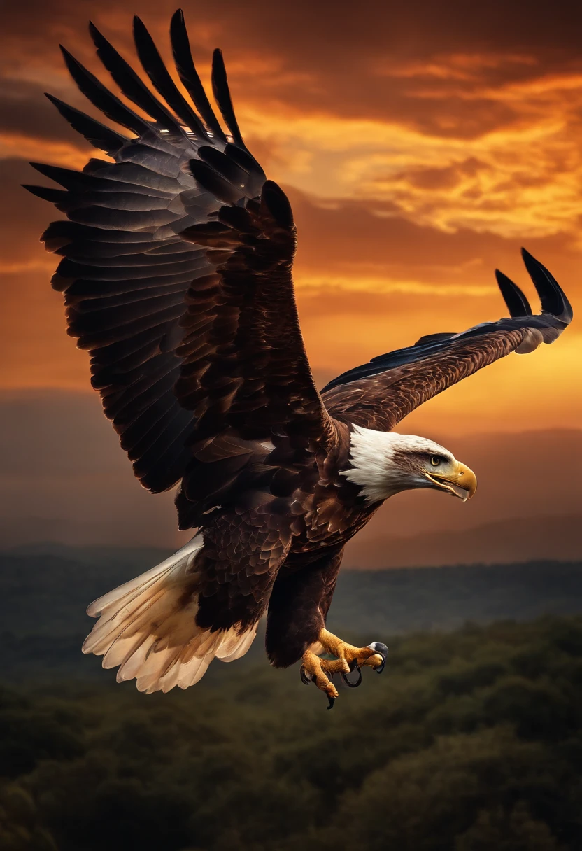 Create image of an eagle flying in the sky as a predator and a rat dressed in a Hamas shirt