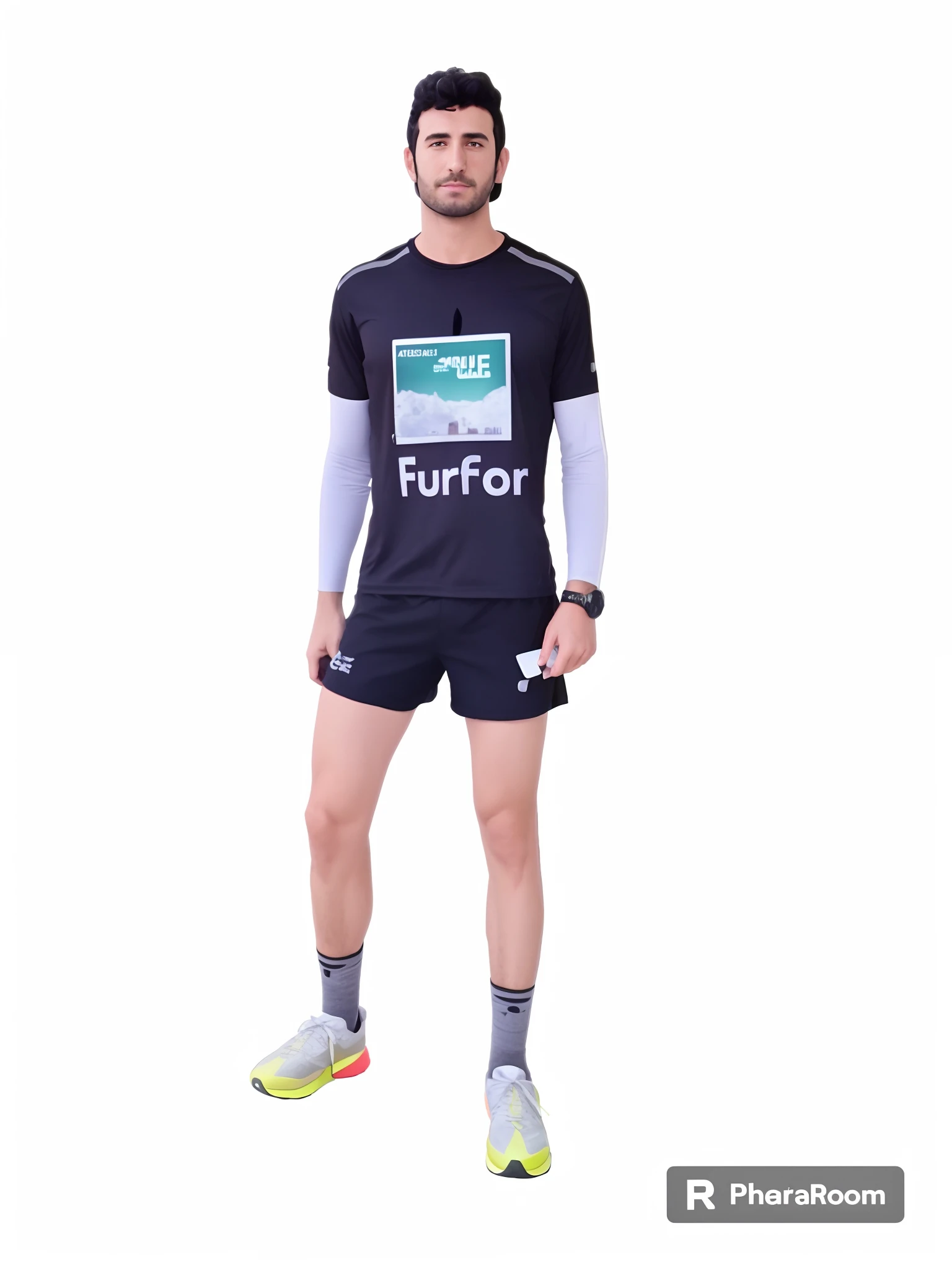 arafed man in a black shirt and shorts posing for a picture, full body full height, full - body, full-body, fullbody, full height, tjalf sparnaay 8 k, fullbody photo, functional, full body model, portrait full body, fullbody shot, full body picture, full - body - front - shot