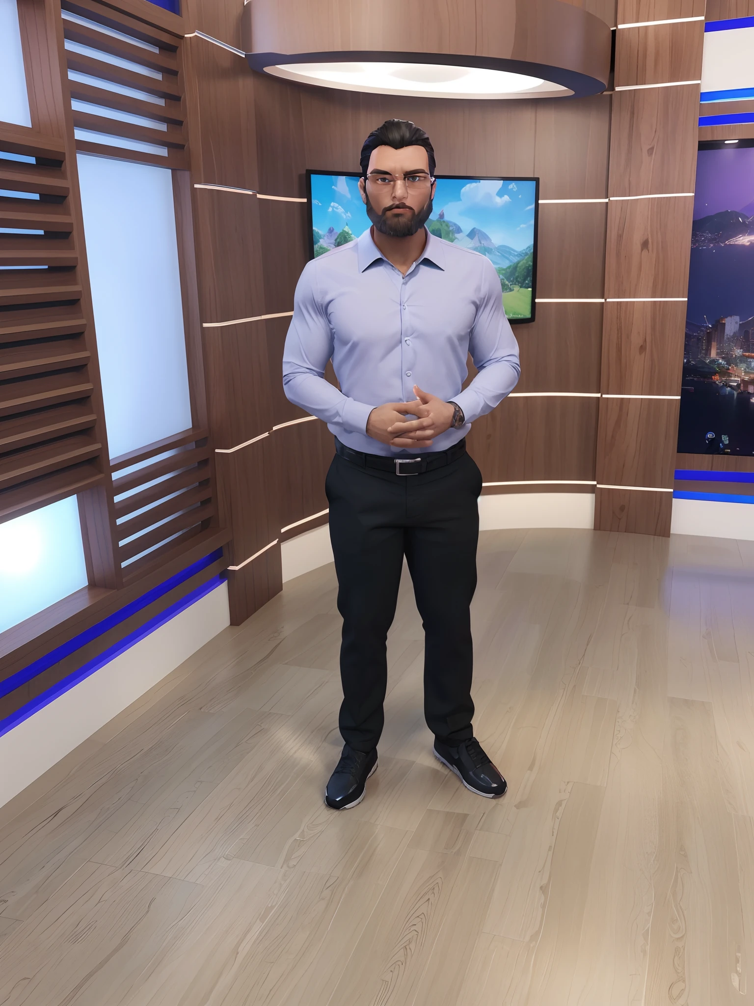 Cartoon character of a man with black glasses and a black polo shirt, cabelo liso, With beard and old school tattoo on his arm, animation character, Caractere estilizado, animation style rendering, 3D estilizado, Arnold Maya render, 3 d render stylized, toon render keyshot, Personagem 3D, Personagem 3D, 3d rendering stylized, 3 d character render, personagem de desenho animado, Personagem de close up, Pose de personagem, (Estilo Pixar) (master part:1.2) (Bokeh) (best quality) (pele detalhada) (textura detalhada) (8k) (argila) (Cinematic lighting) (foco nítido