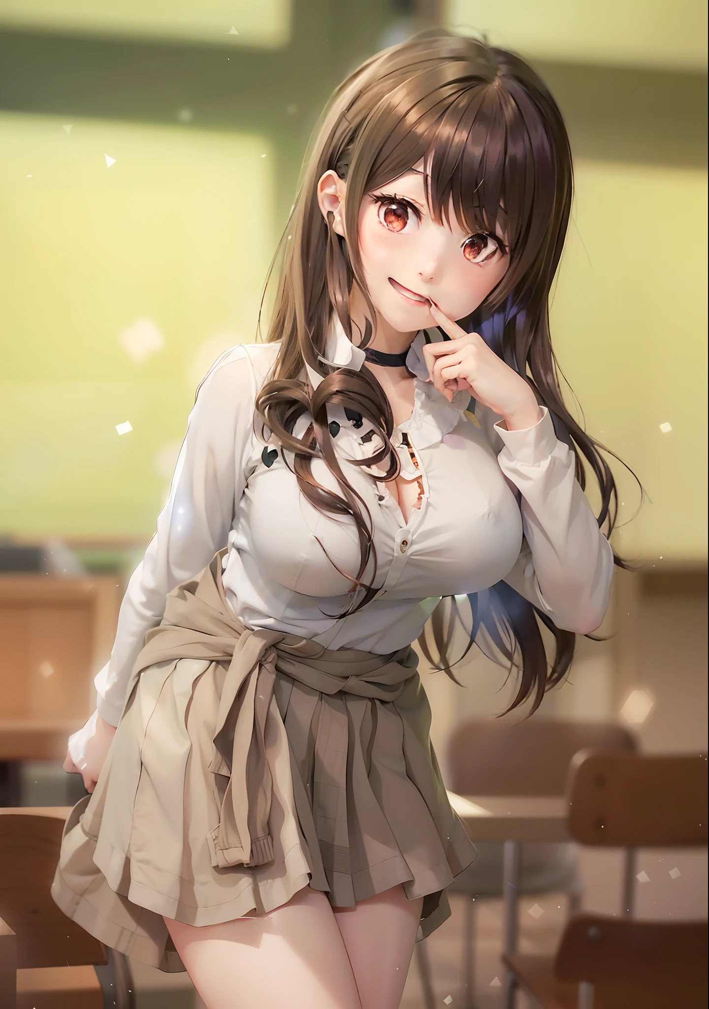 Anime girl with long hair and white shirt, anime moe art style, Kantai collection style, Smooth anime CG art, seductive anime girls, style of anime, gapmoe yandere, Marin Kitagawa fanart, Beautiful Anime High School Girls, Kawasi, Realistic schoolgirl, anime visual of a cute girl