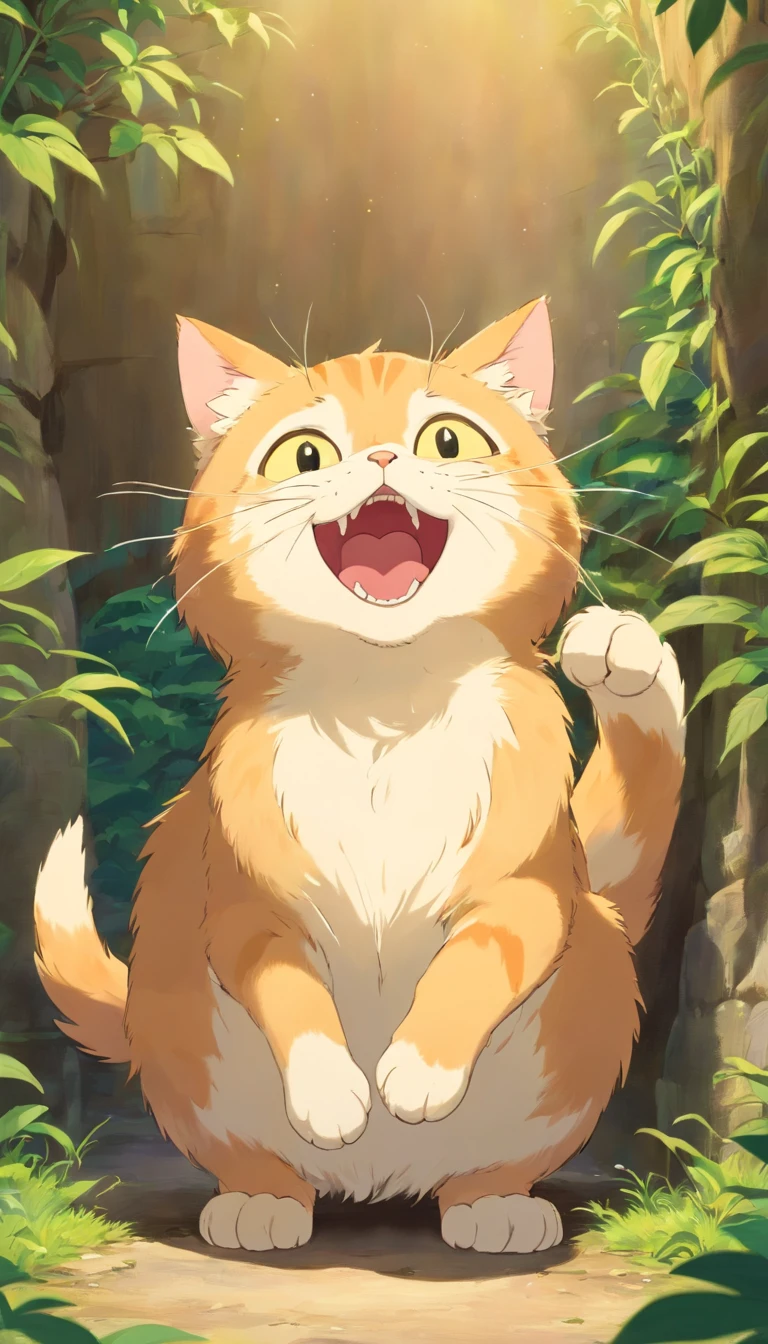 Kitten opens its mouth、Stretch your front paws to the sides