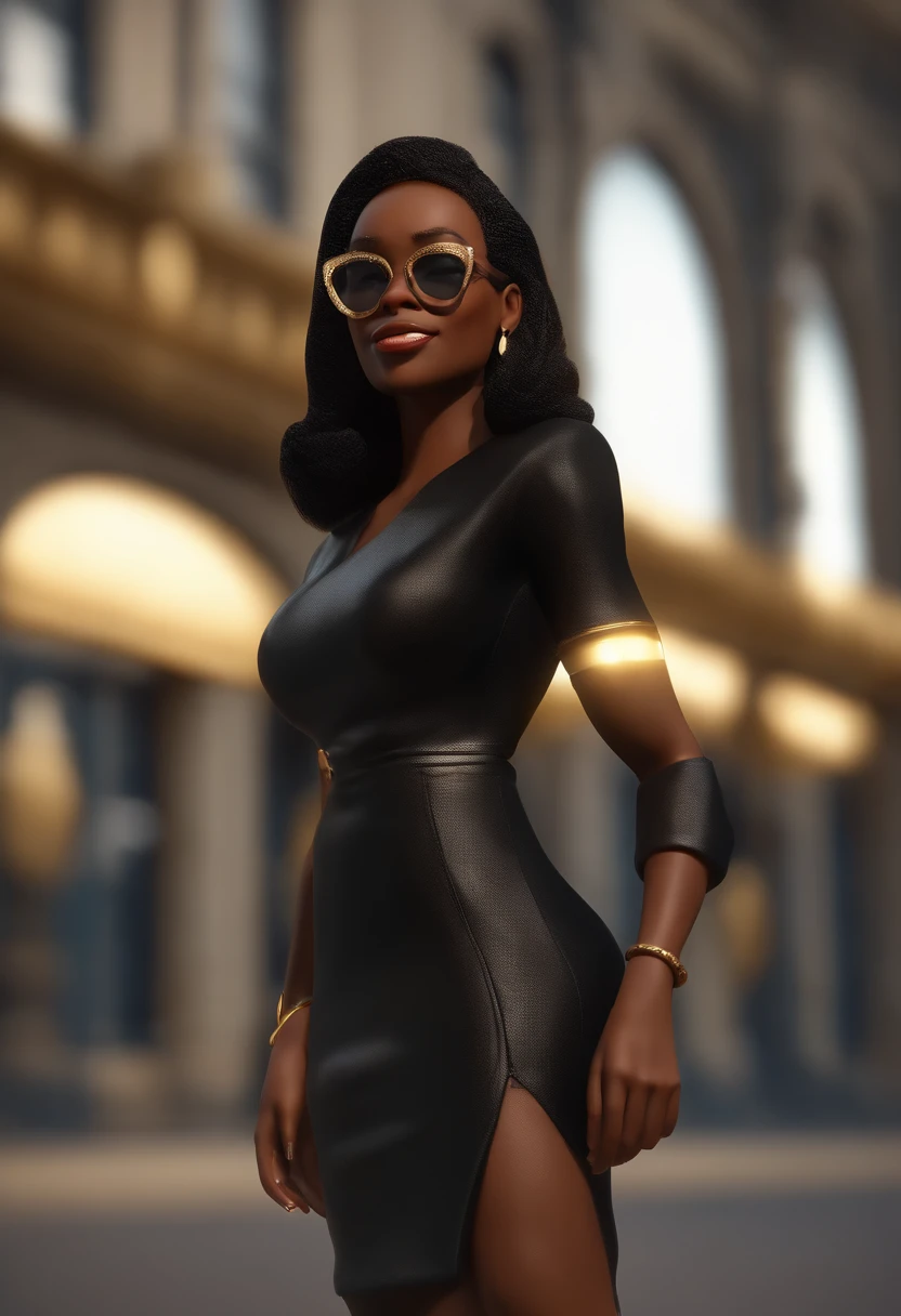 a beautiful young woman with flawless black skin, piercing blue eyes, wearing a short skirt, making a heart shape with her hands, detailed portrait, hyper realistic, 8k, photorealistic, dramatic lighting, cinematic, highly detailed, intricate details, masterpiece