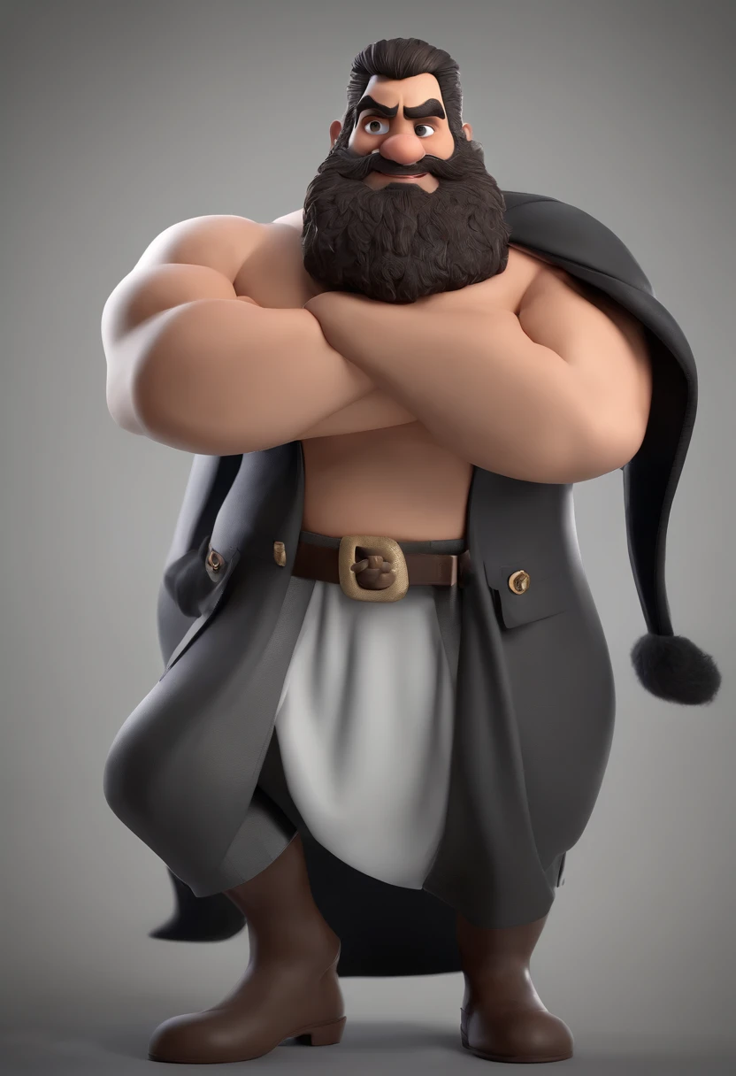 personagem dos desenhos animados de um homem barba preta e uma camisa preta escrita cmc em Branco, animation character, Caractere estilizado, animation style rendering, 3D estilizado, 3 d render stylized, toon render keyshot, Personagem 3D, Personagem 3D, 3d rendering stylized, 3 d character render, personagem de desenho animado, Personagem de close up, Pose de personagem,  (Estilo Pixar) (master part:1.2) (Bokeh) (best quality) (pele detalhada) (textura detalhada) (8k) (argila) (Cinematic lighting) (foco nítido