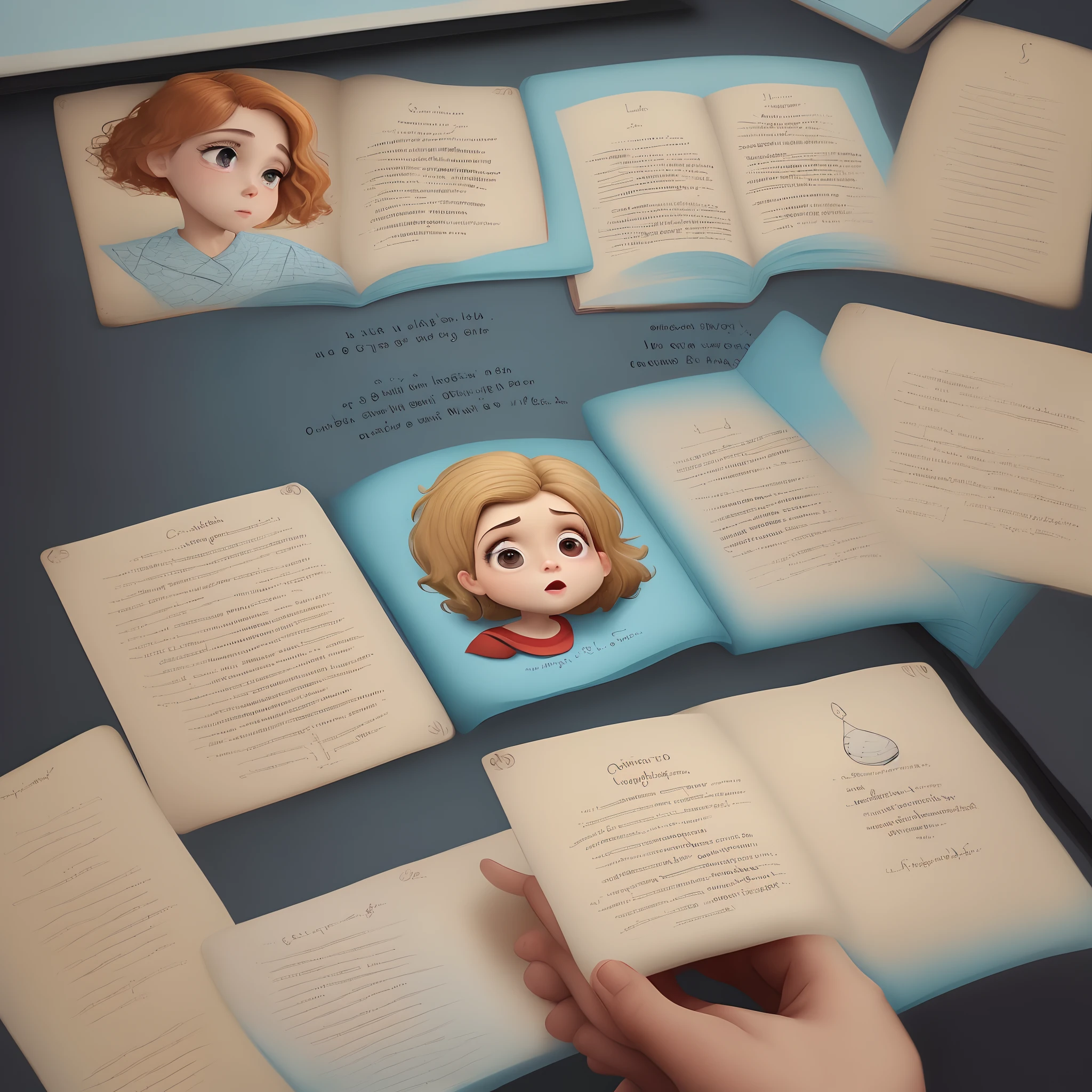 Crie uma imagem estilo pixar psicopedagoga, professora de jaleco, envolvendo letras do alfabeto, cabelo castanho escuro, medium