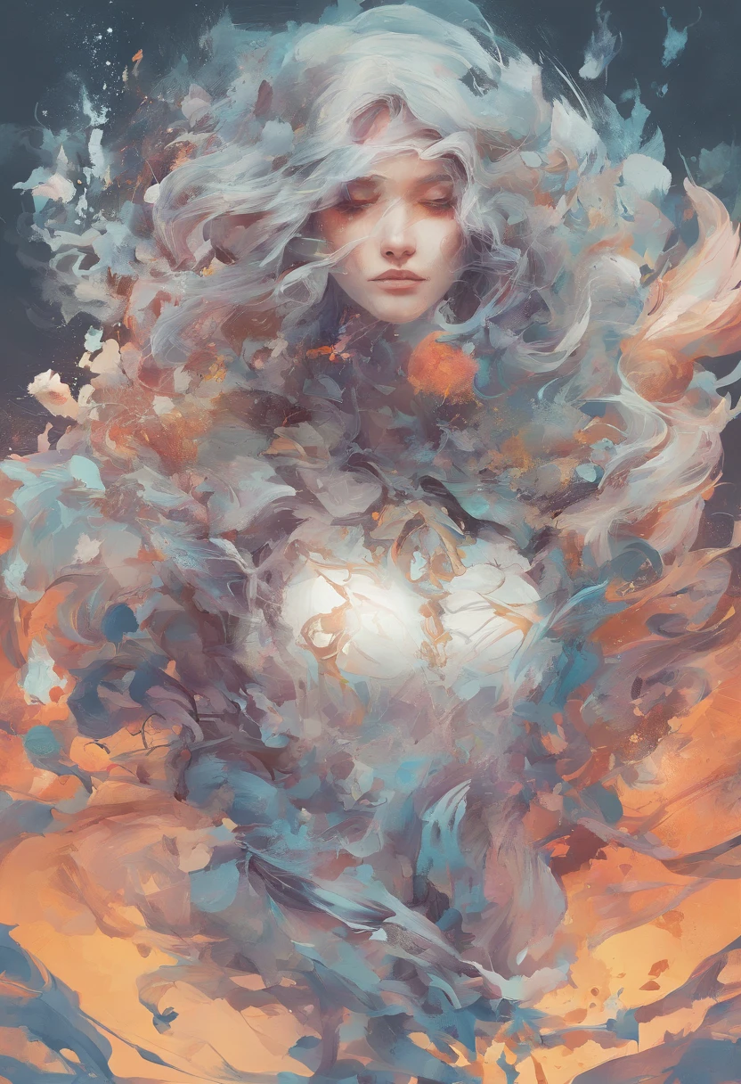 A painting of a woman with long hair and a white dress - SeaArt AI