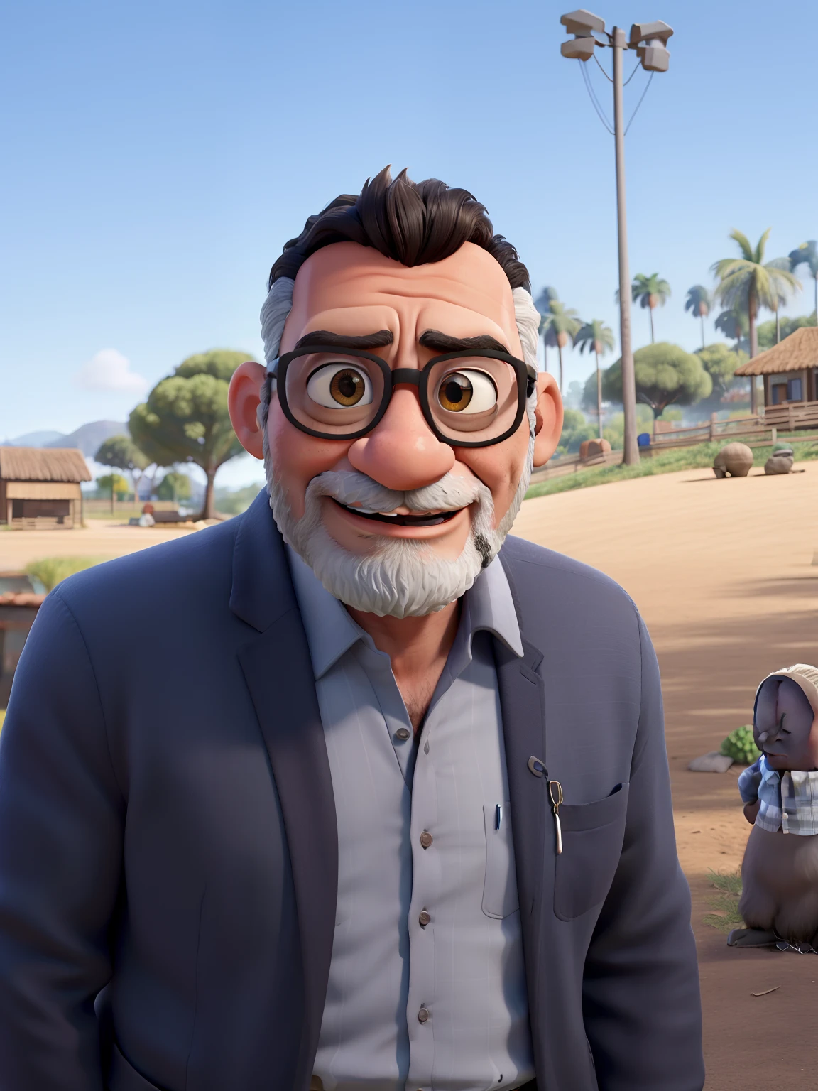 imagem de professor negro, alto bonito com barba ensinando geografia com a camisa do clube do remo , sobranselha grossa e olhos castanhos e grandes, cabelo curto e preto, teaching with students in the background in the State of Pará with Disney and Pixar
