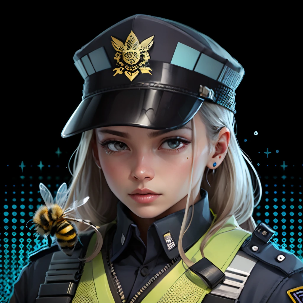 A police officer with a Bee Head, halftone