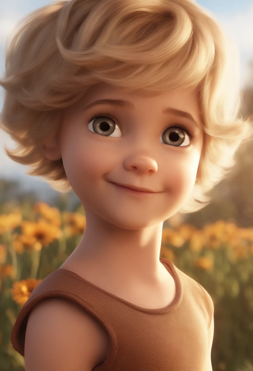 a happy cute kid standing short, cabelo liso castanhos muito claro bem pouco cabelo,  quase careca vestindo uma fantasia espacial, , fundo branco, barnet, toon, estilo pixar, 3d, desenhos animados, rosto detalhado, asymmetrical 16k
