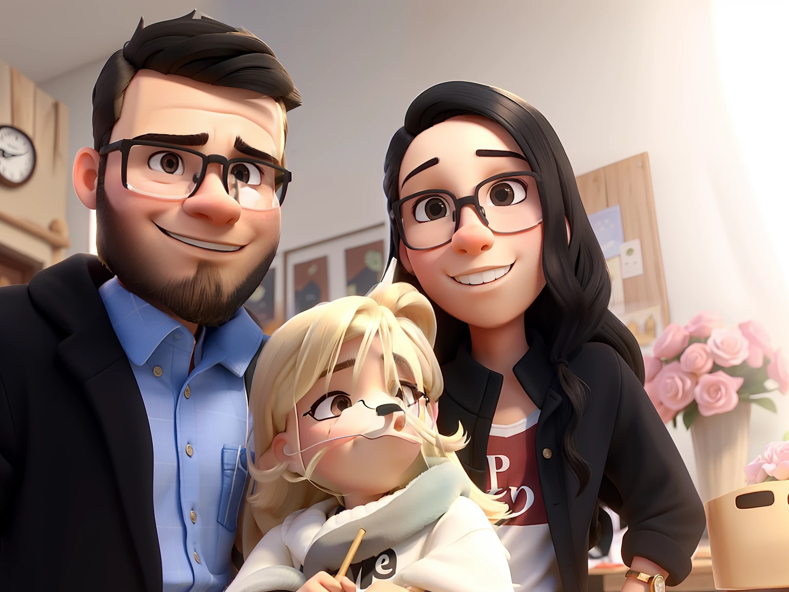 Um casal jovem , Blonde woman with glasses Man with black hair and in front of a wooden parade.