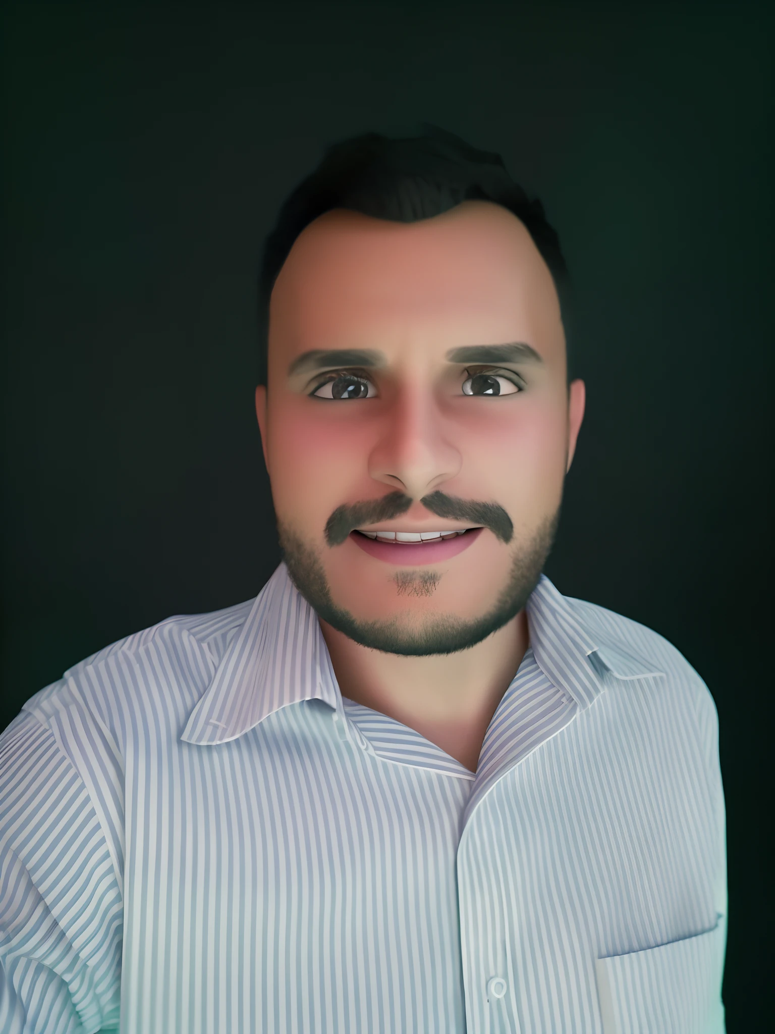 Pixarstyle A waist-high portrait of a young man in an office shirt, smile, office, natural skin texture, 4K textures, HDR, intricate, highly detailed, sharp focus, cinematic look, hyper-detailed