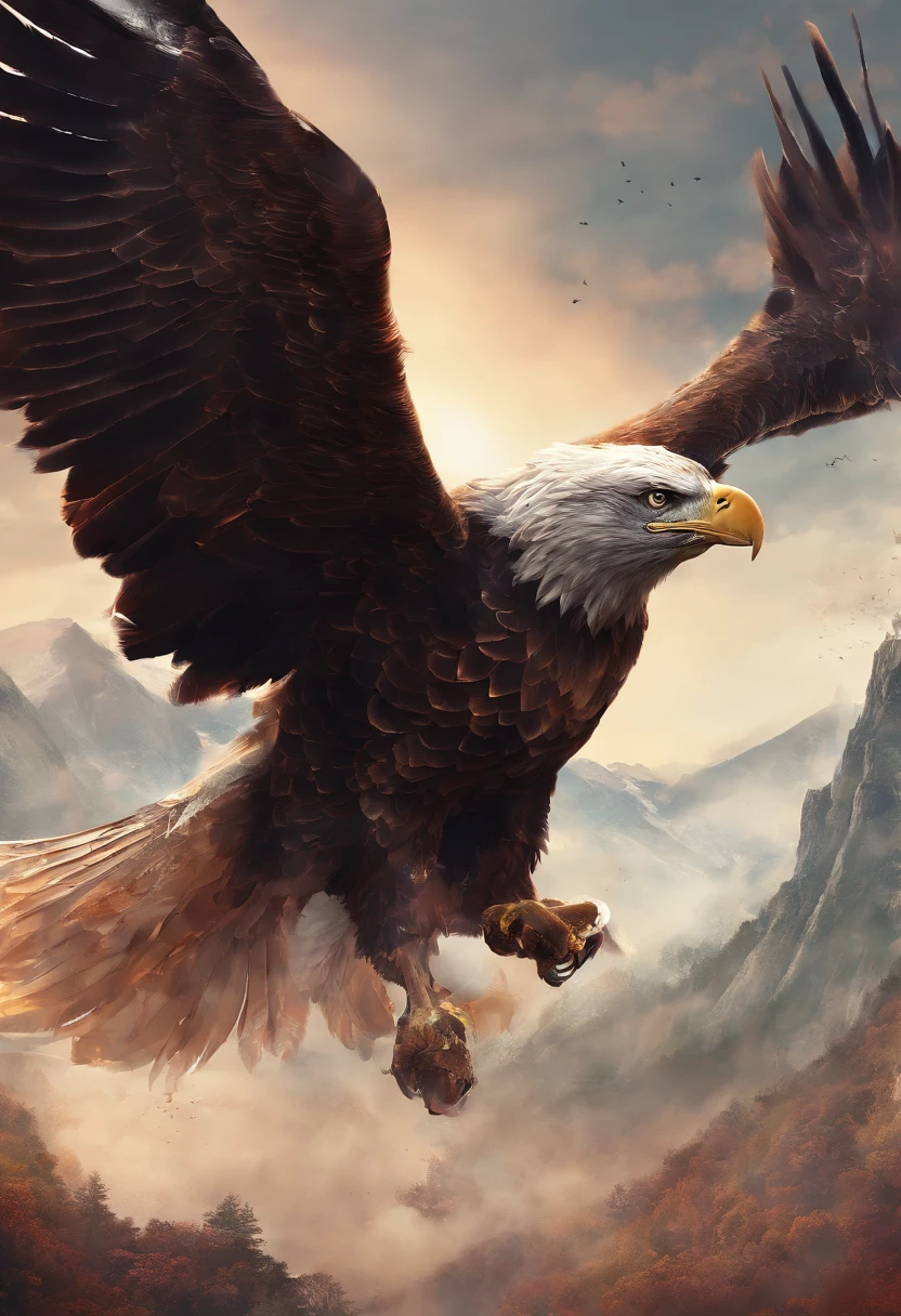 Develop a Flying Eagle, lugar montanhoso expressando vigor exuberancia