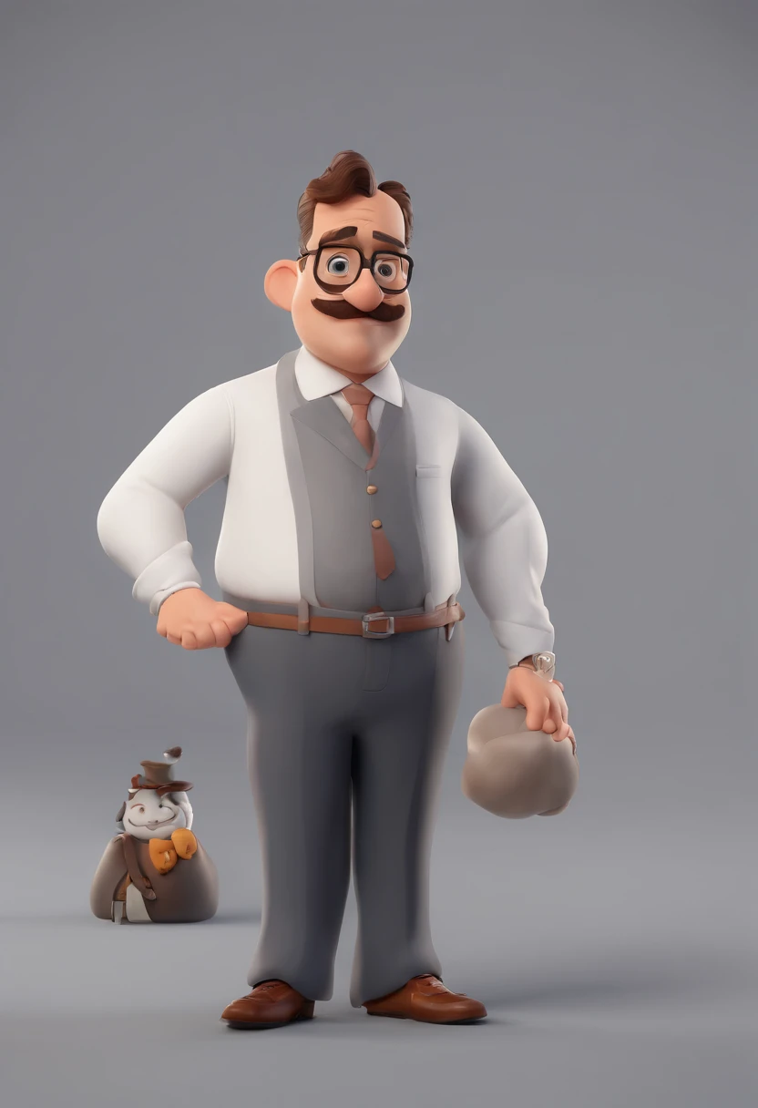 Cartoon character of a man with black glasses and a blue shirt, bigode baixo e barba curta, animation character, Caractere estilizado, animation style rendering, 3D estilizado, Arnold Maya render, 3 d render stylized, toon render keyshot, Personagem 3D, Personagem 3D, 3d rendering stylized, 3 d character render, personagem de desenho animado, Personagem de close up, Pose de personagem, (Estilo Pixar) (master part:1.2) (Bokeh) (best quality) (pele detalhada) (textura detalhada) (8k) (argila) (Cinematic lighting) (foco nítido