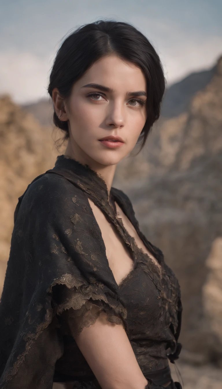 Woman, 20 years old, black haired, short haired, angry, fantasy clothes, fotografia, Ultra Detalhes, HDR, UHD, 8k