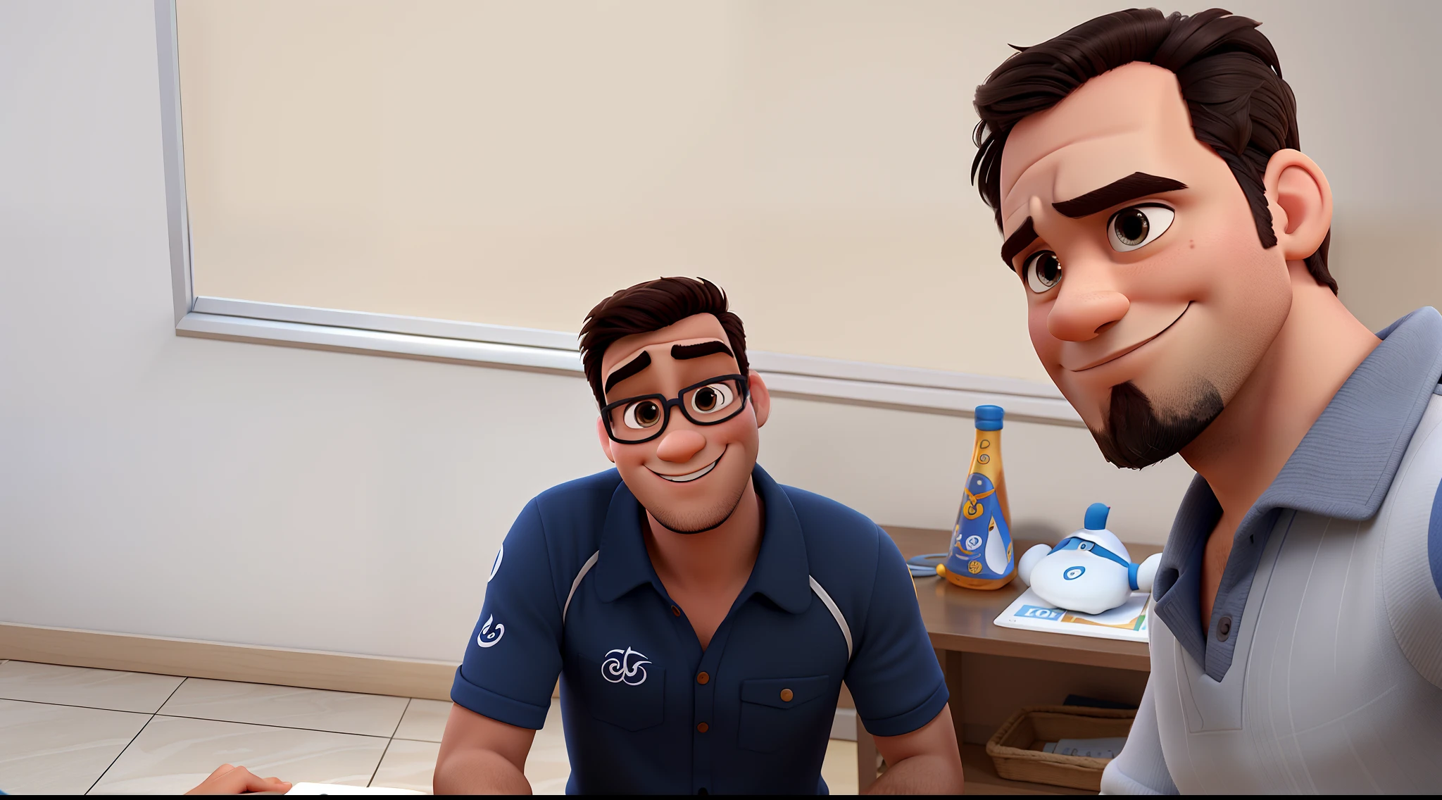 Dois homens estilo disney pixar, alta qualidade, melhor qualidade